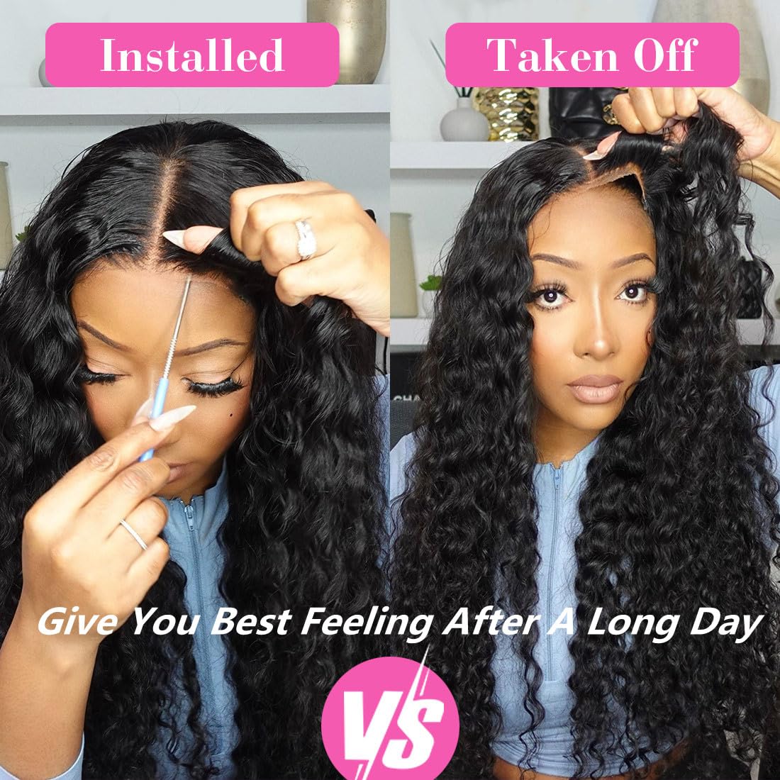 250 Density 6x4.75 Ultra-Thin HD Invisible Lace Closure Wig - Pre-Cut Deep Wave Human Hair Lace Front Wig - Glueless & Ready to Wear in 3 Seconds - Perfect for Beginners (20 Inch) - Great for Daily Wear, Special Occasions & Protective Styling