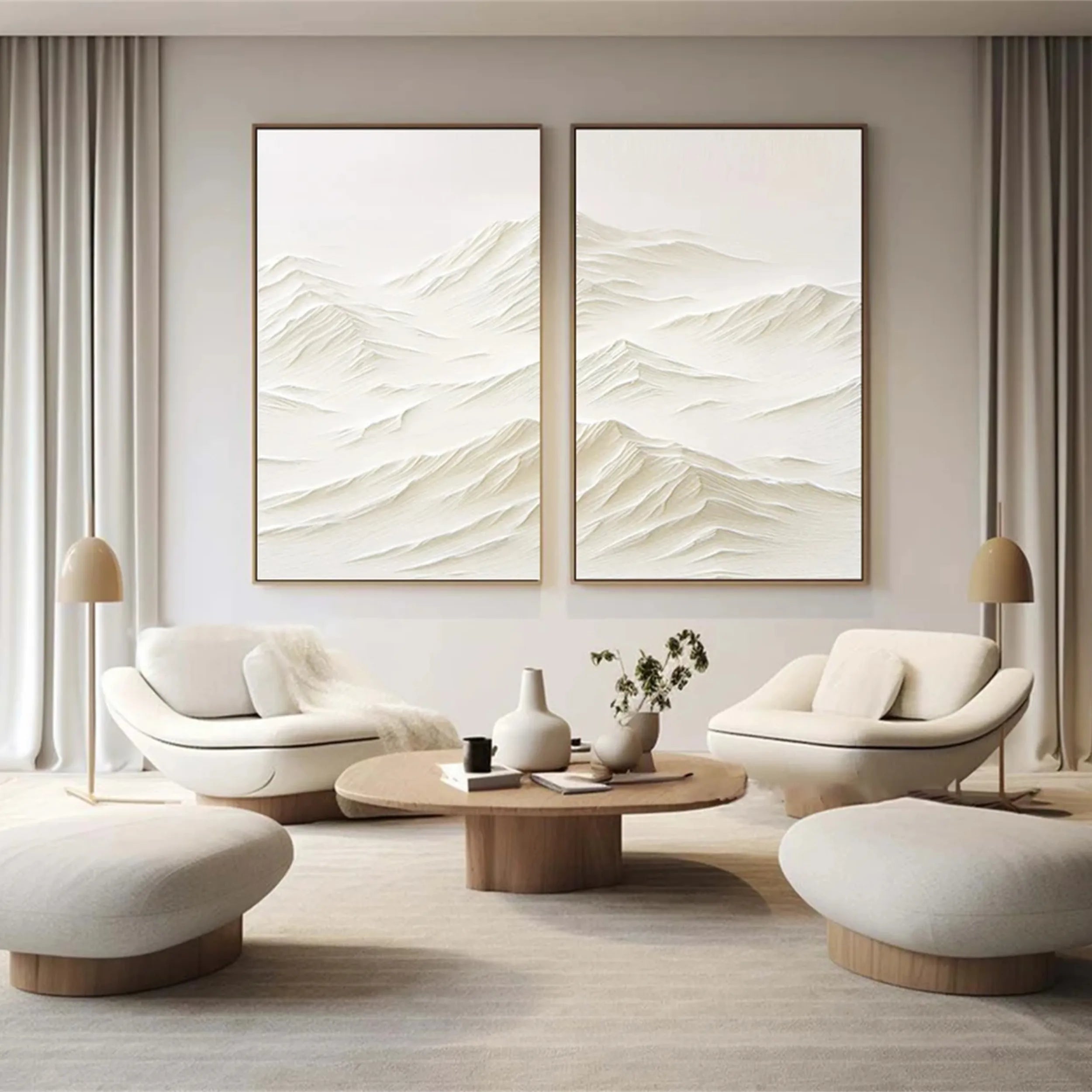 Minimalist Textured Plaster Art Paintings - Set of 2 Modern Wall Decor (#MM187) | Perfect for Living Room, Bedroom & Office Decor