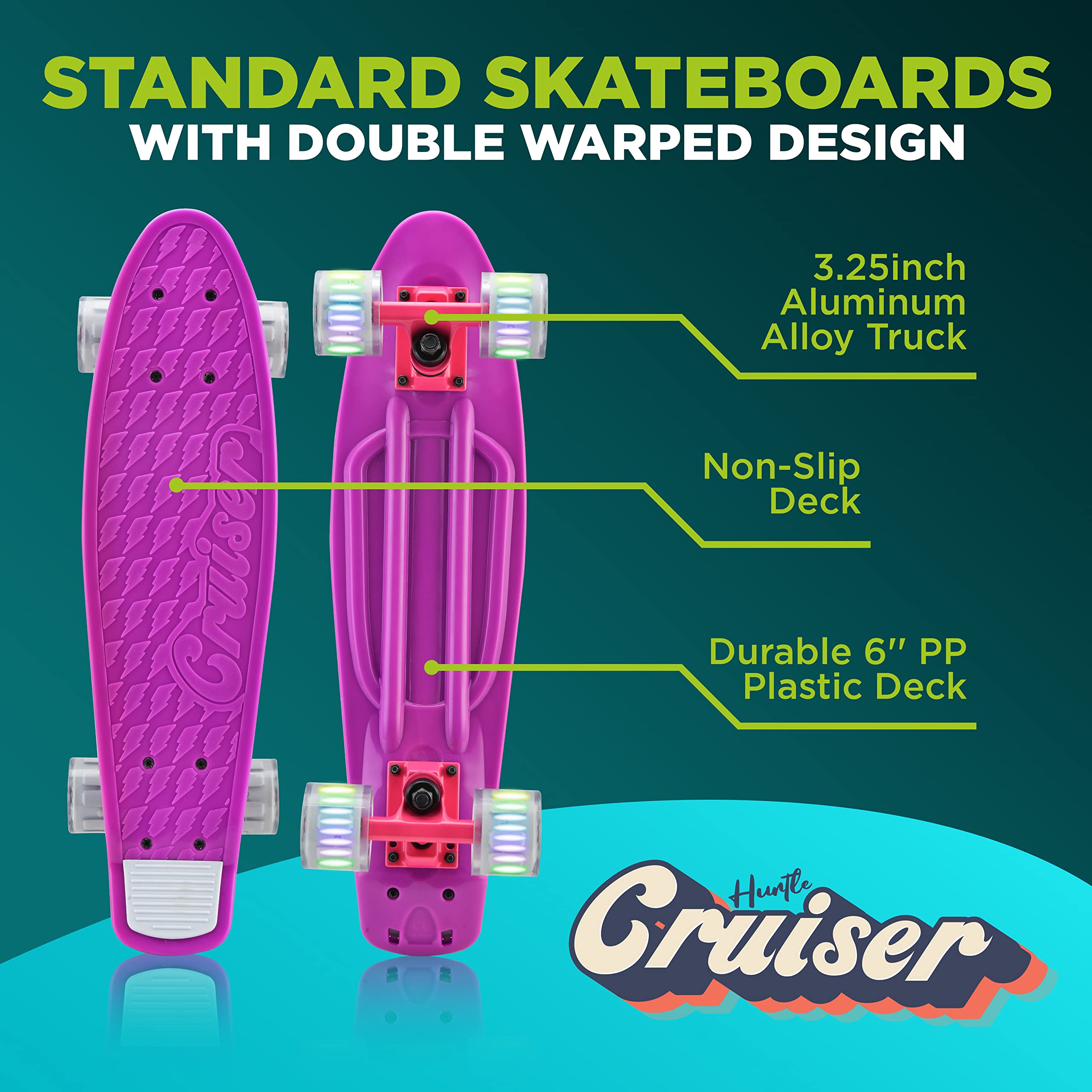 6'' Mini Cruiser Skateboard Complete with Double Kick PP Deck, 3.25