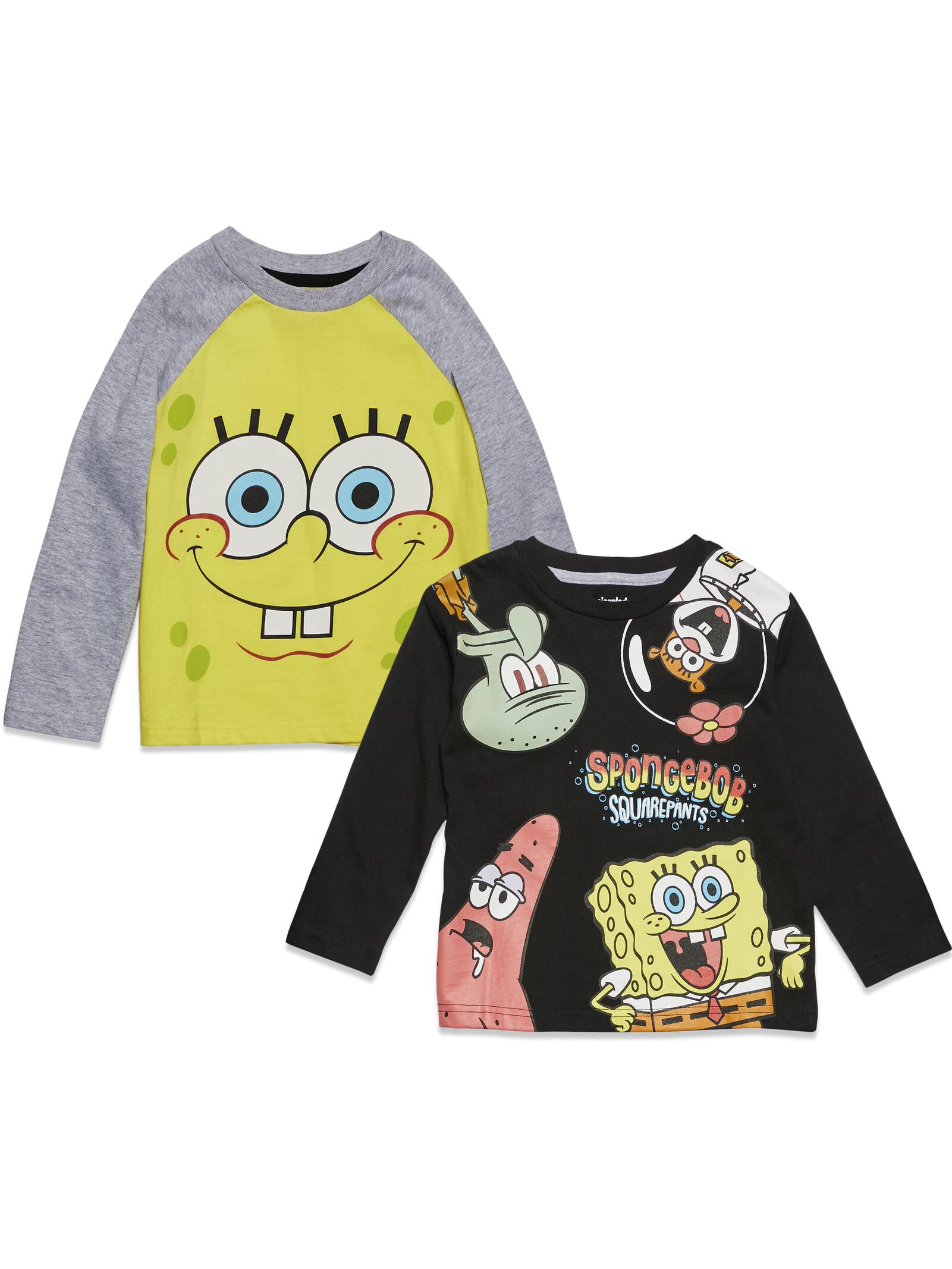 SpongeBob SquarePants & Patrick Star 2-Pack Long Sleeve T-Shirts for Toddlers & Kids - Cartoon Character Outfits for Playdates, School & Family Matching