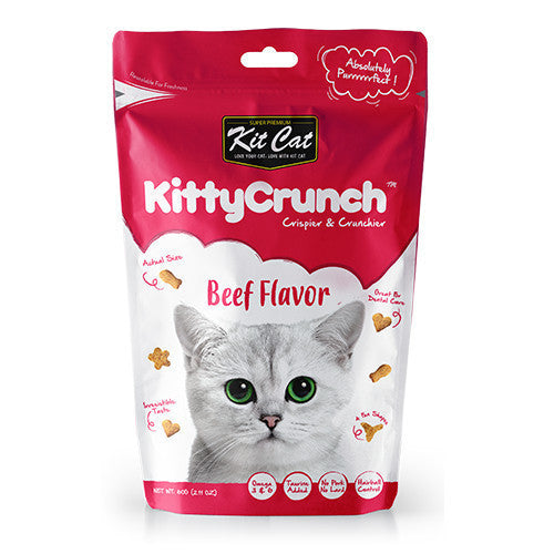 Kit Cat Kitty Crunch & Breath Bites Cat Treats - 60g (Beef, Tuna, Salmon, Chicken, Seafood, Lamb Flavors) - Dental Care Snacks for Fresh Breath - Perfect for Training Rewards & Bonding Time with Your Cat