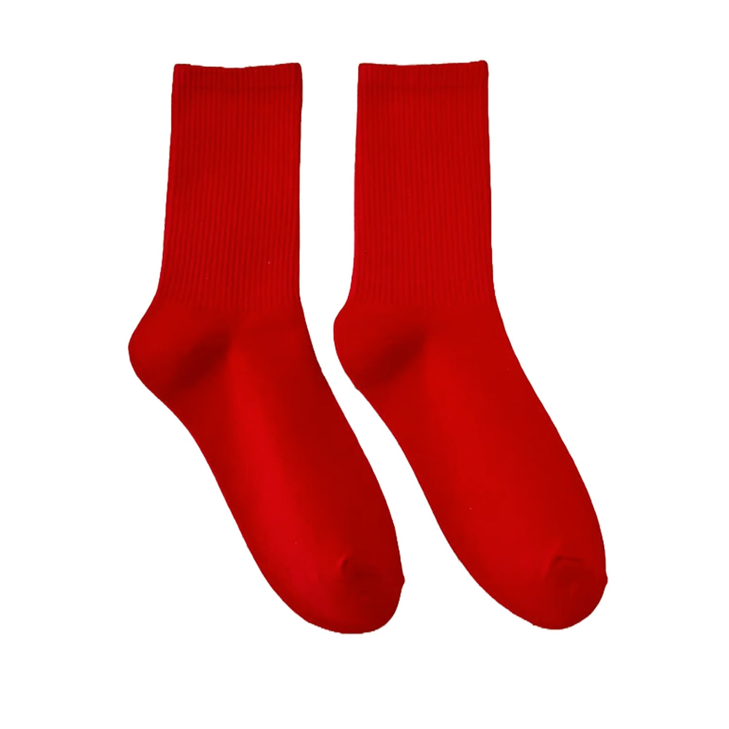 FLOOF Basic Crew Socks for Women & Men - Soft Comfortable Everyday Red Cotton Socks - Perfect for Work, Gym, and Casual Wear