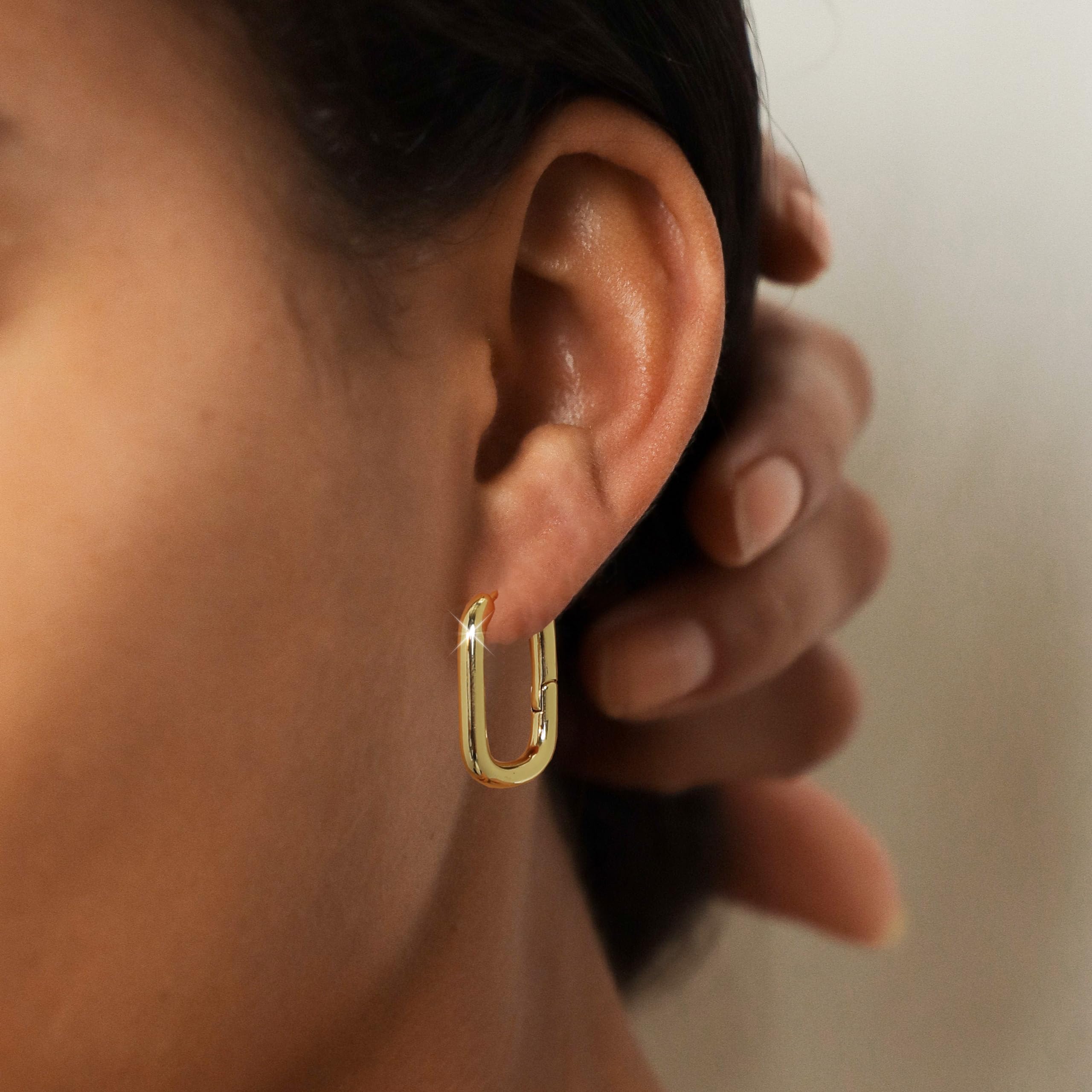14K Gold Plated Hoop Earrings for Women - Hypoallergenic Chunky Huggie Earrings with CZ Stones | Trendy Dainty Gold Jewelry Gifts for Her | Perfect for Everyday Wear, Parties & Special Occasions