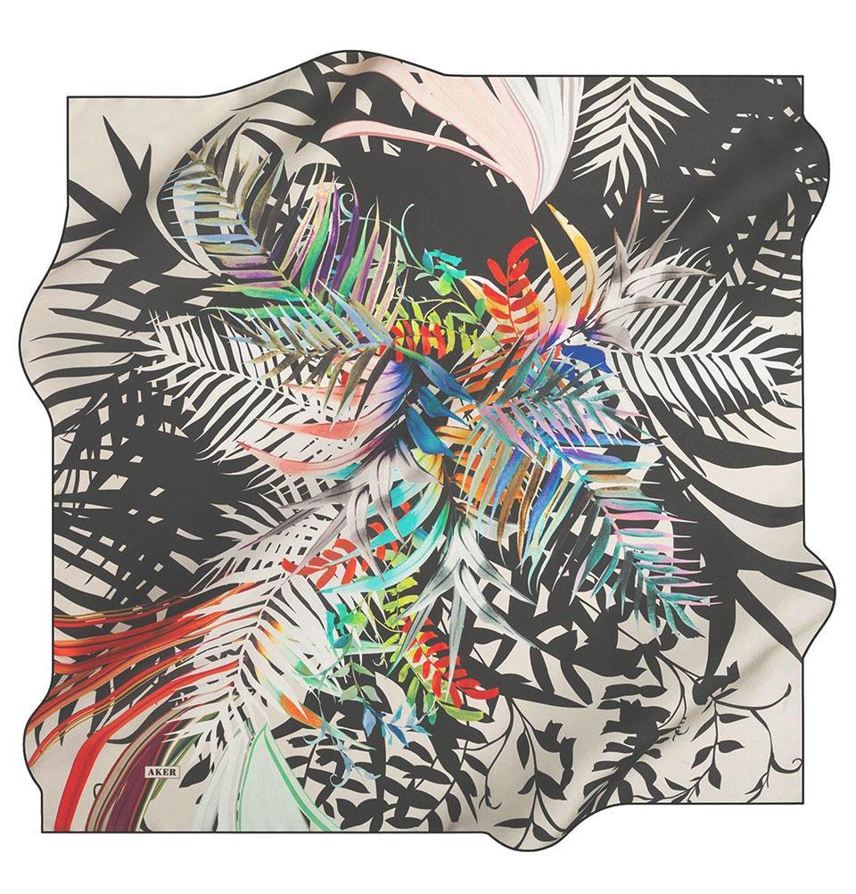 Aker Silk Cotton Patterned Square Scarf #7779 413 - Lightweight Fashion Accessory for Women, Elegant Print Shawl for Office, Travel and Special Occasions