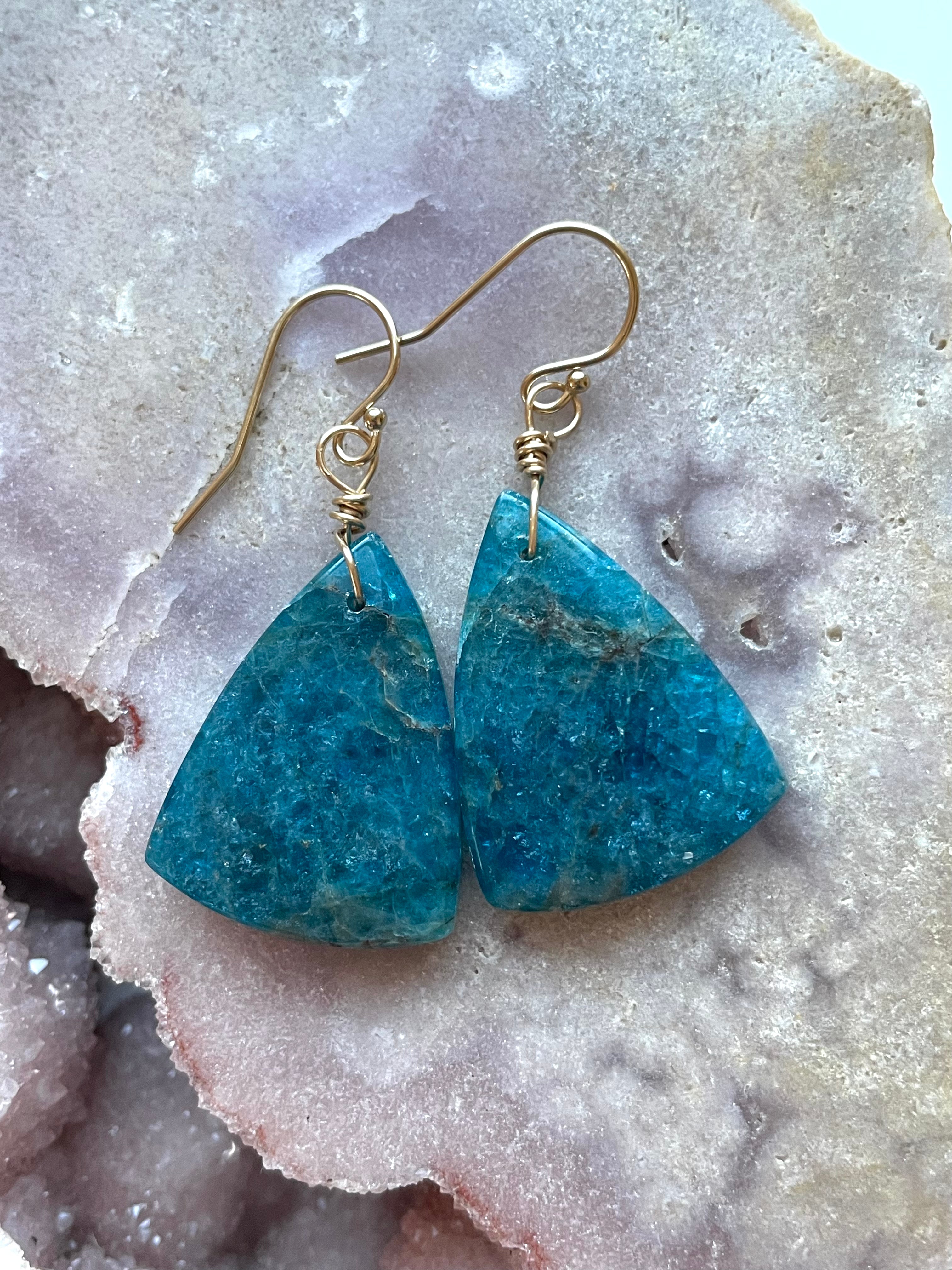 Natural Apatite Gold Filled Earrings for Women - Dainty Stud or Hoop Earrings for Everyday Wear, Gift Giving & Special Occasions
