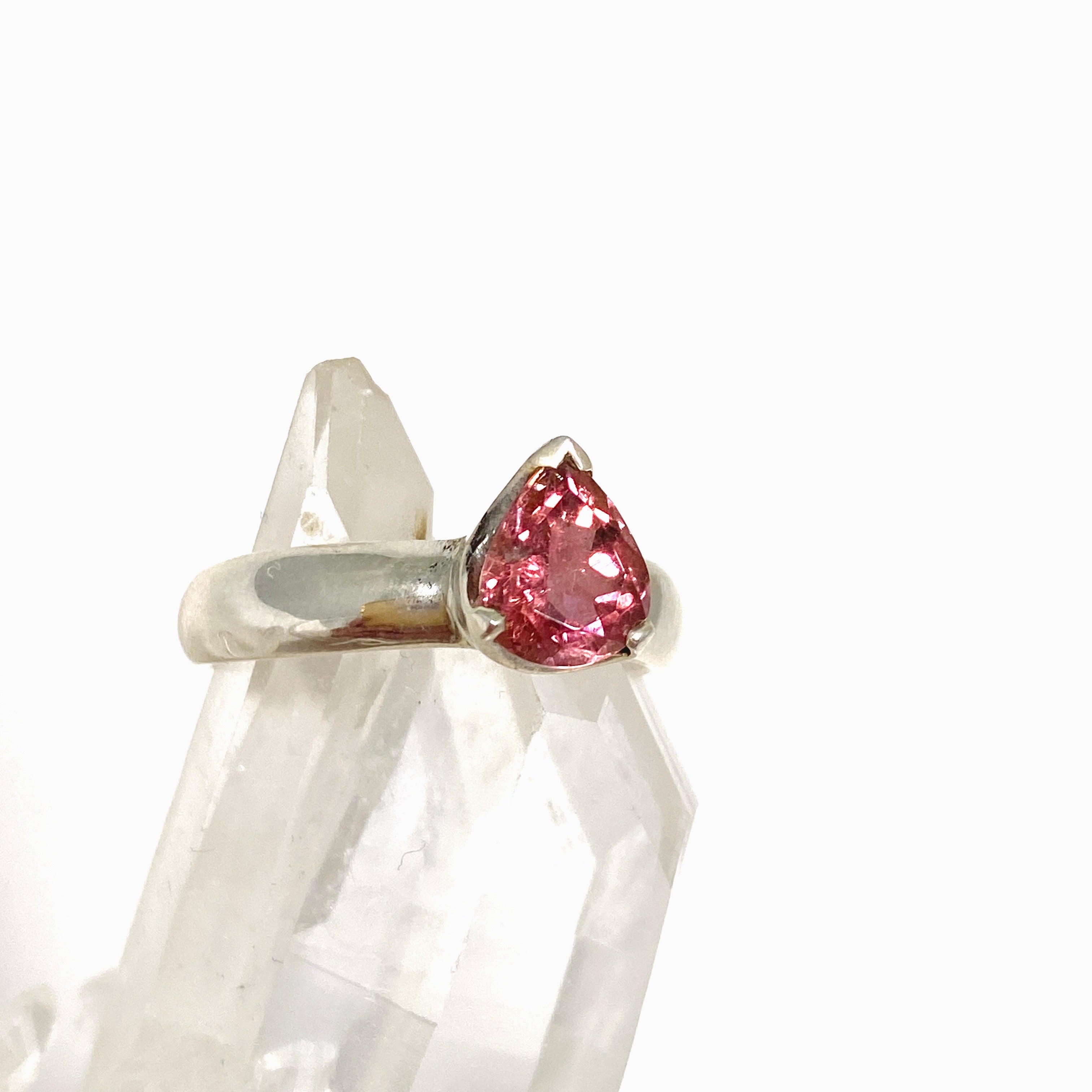 Pink Tourmaline Teardrop Faceted Ring - Size 8 - PRGJ539 - Elegant Jewelry for Women, Perfect for Weddings, Parties & Special Occasions