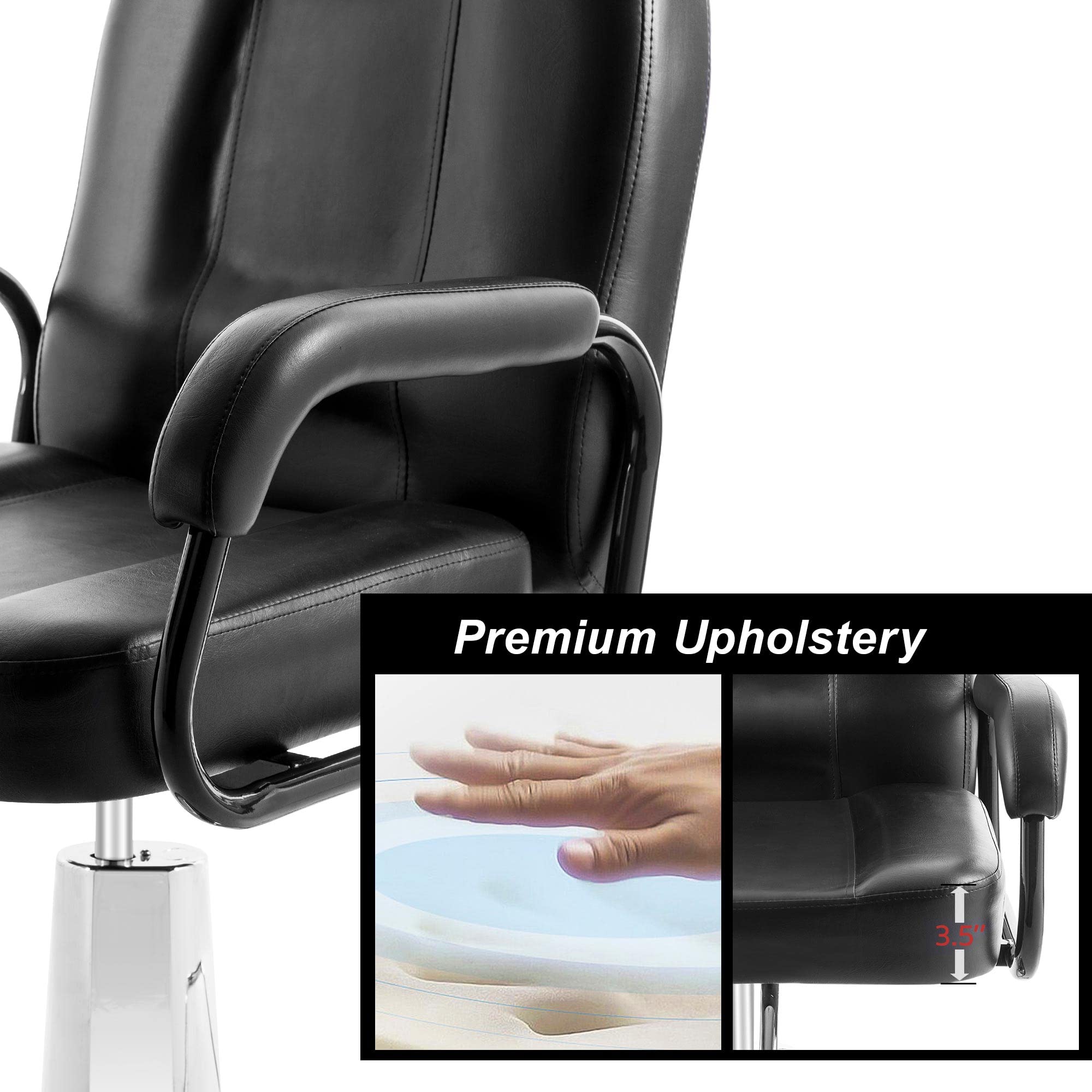 Professional Hydraulic Barber Chair - Heavy Duty Reclining Salon Styling Chair with Adjustable Height for Hair Stylists, Beauty Salons & Spas | Durable Black & Red Design | Perfect for Haircuts, Shaves & Styling Services