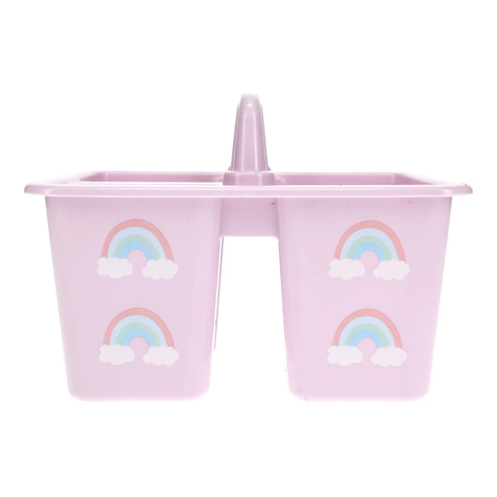COT Small Pastel Colors Printed Craft Caddies - Classroom Caddy Organizer for School Supplies, Art Teachers, Pre-k to 12 - Multipurpose Storage Bins with Handle for Kids Rooms, Office & Homeschool (Set of 4, 6.5x4.8x4.7 in)