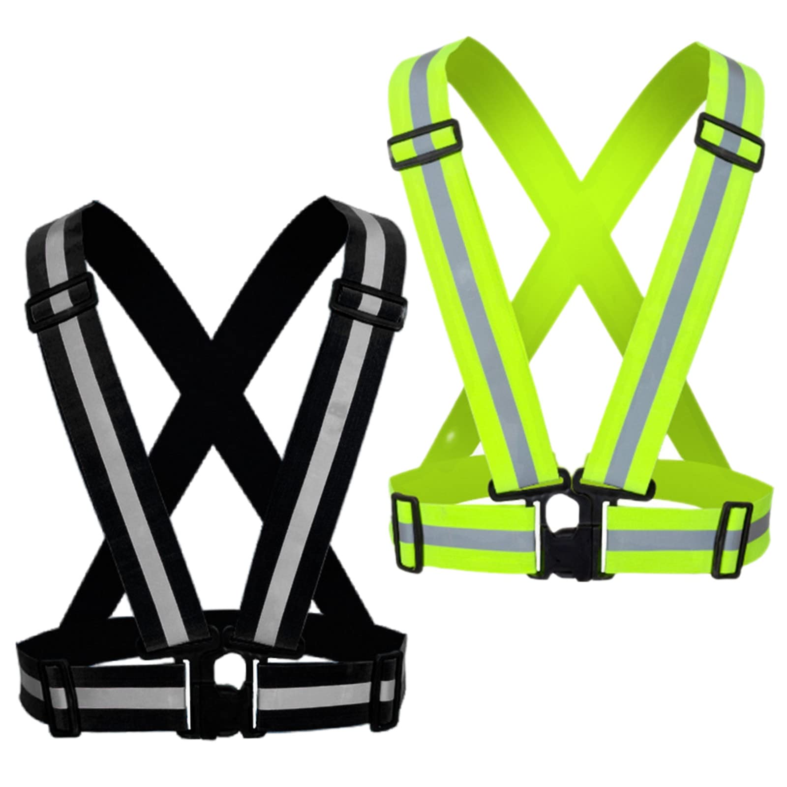 High Visibility Reflective Running Vest 2-10 Pack - Safety Reflective Gear for Night Cycling, Jogging & Outdoor Activities - Adjustable Strap for Men, Women & Kids