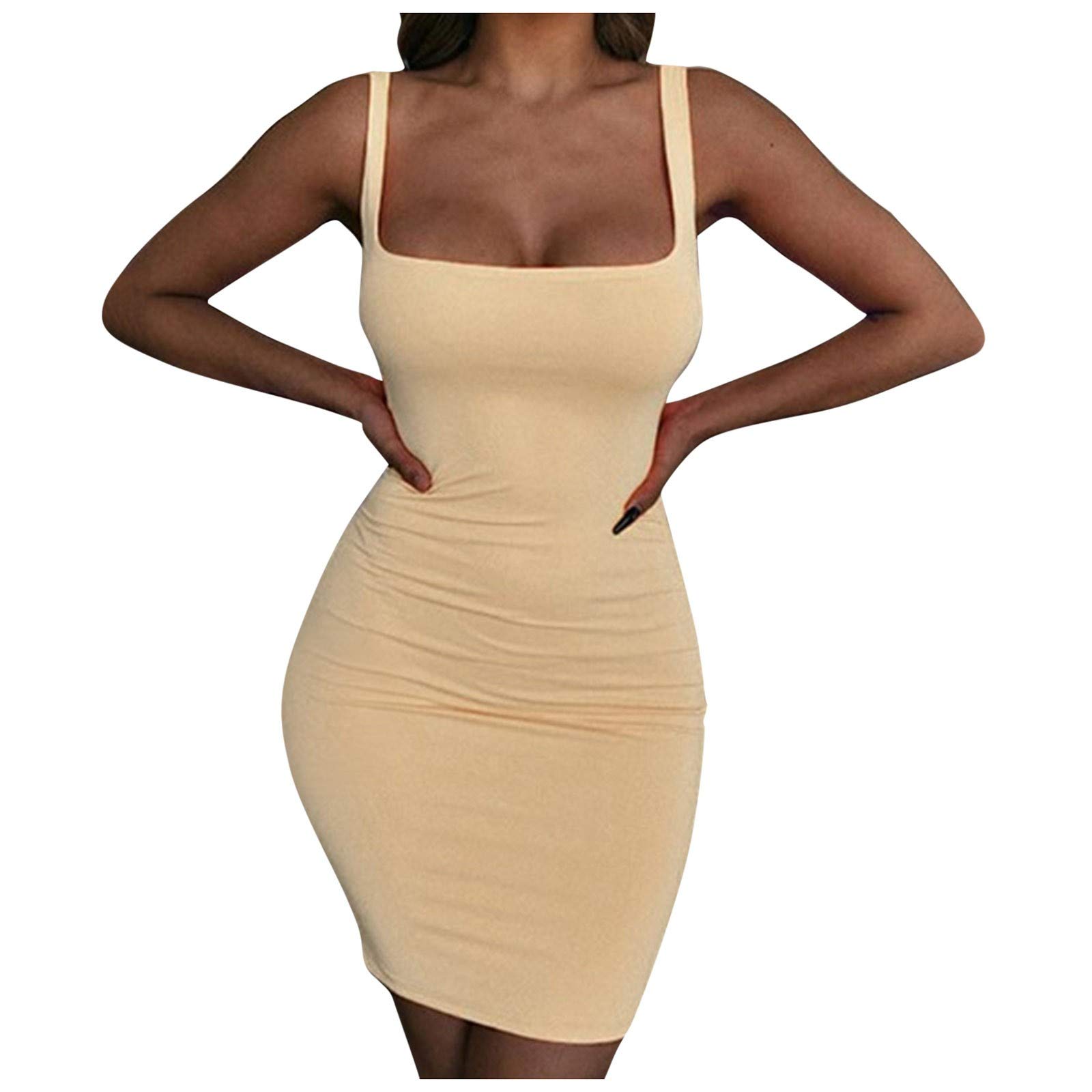 Women's Solid Color Casual Maxi Dresses - Summer Fashion Slim Sling Sleeveless Athletic Dress for Beach, Party & Everyday Wear | Sexy Hip Style