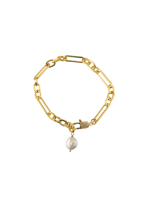 Bianca Pearl Paperclip Bracelet for Women - Elegant & Minimalist Jewelry for Everyday Wear, Office & Special Occasions