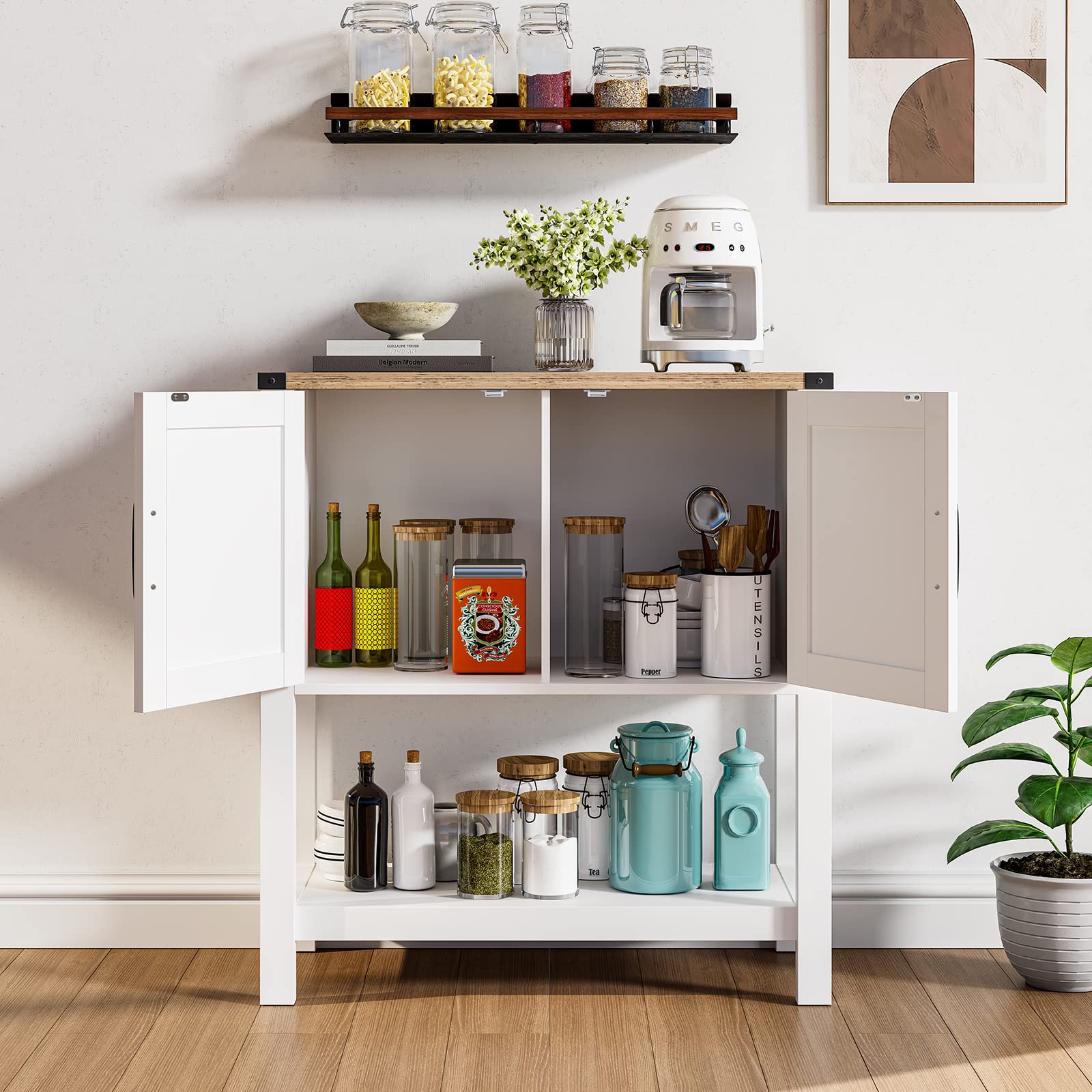 Modern Farmhouse Console Table with 2 Storage Cabinets - 31.5