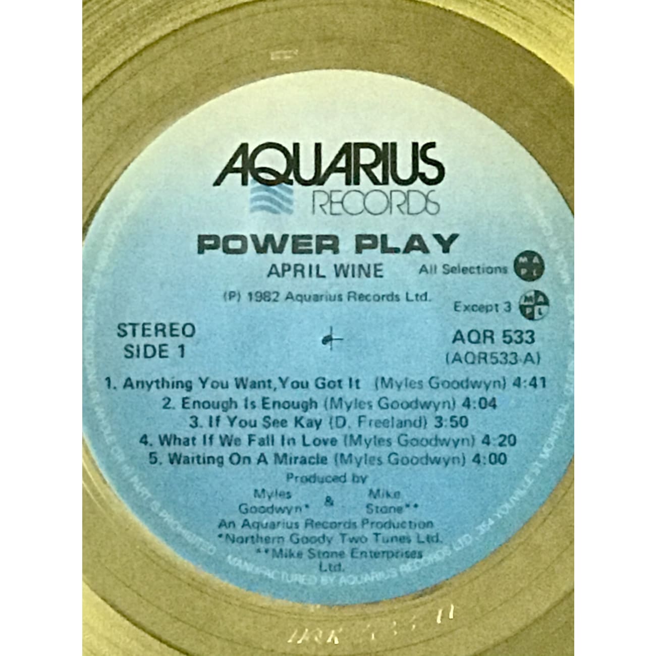 April Wine Power Play CRIA Gold Album Award - Vintage Music Collectible for Fans & Display