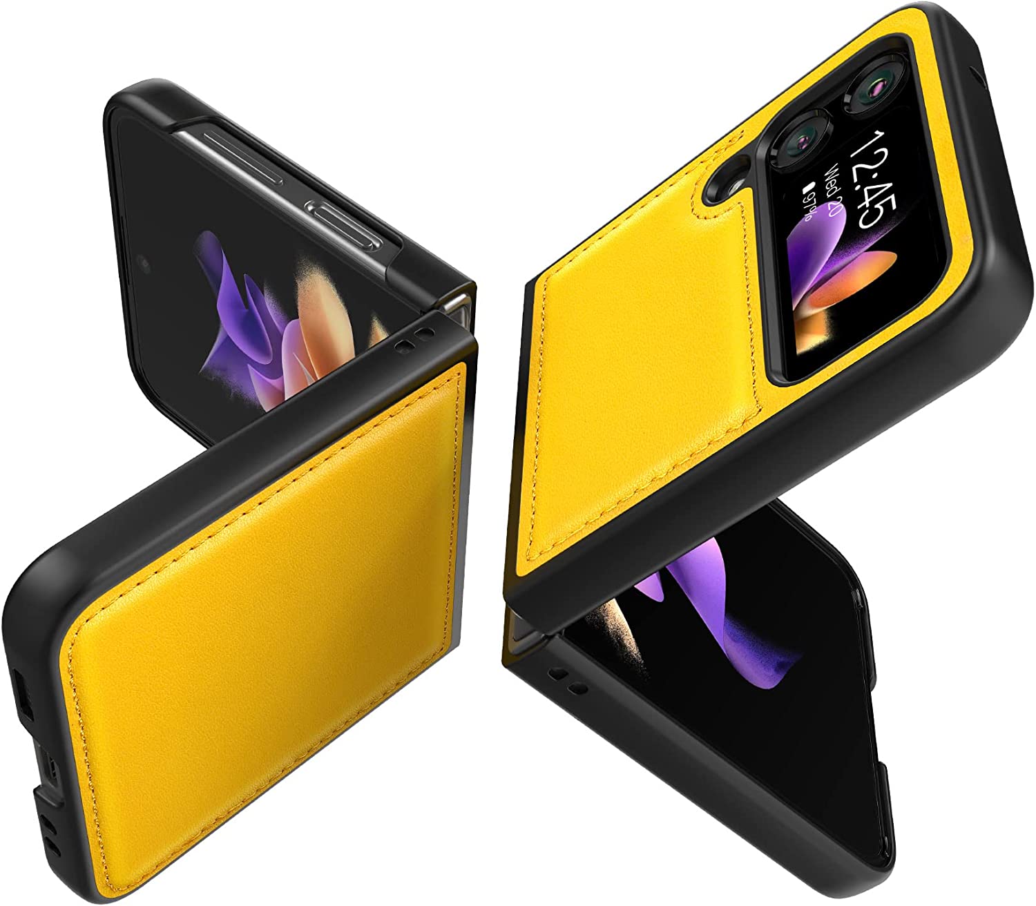 Samsung Galaxy Z Flip 4 5G Genuine Leather Case - Premium Yellow Protective Cover for Everyday Use & Style