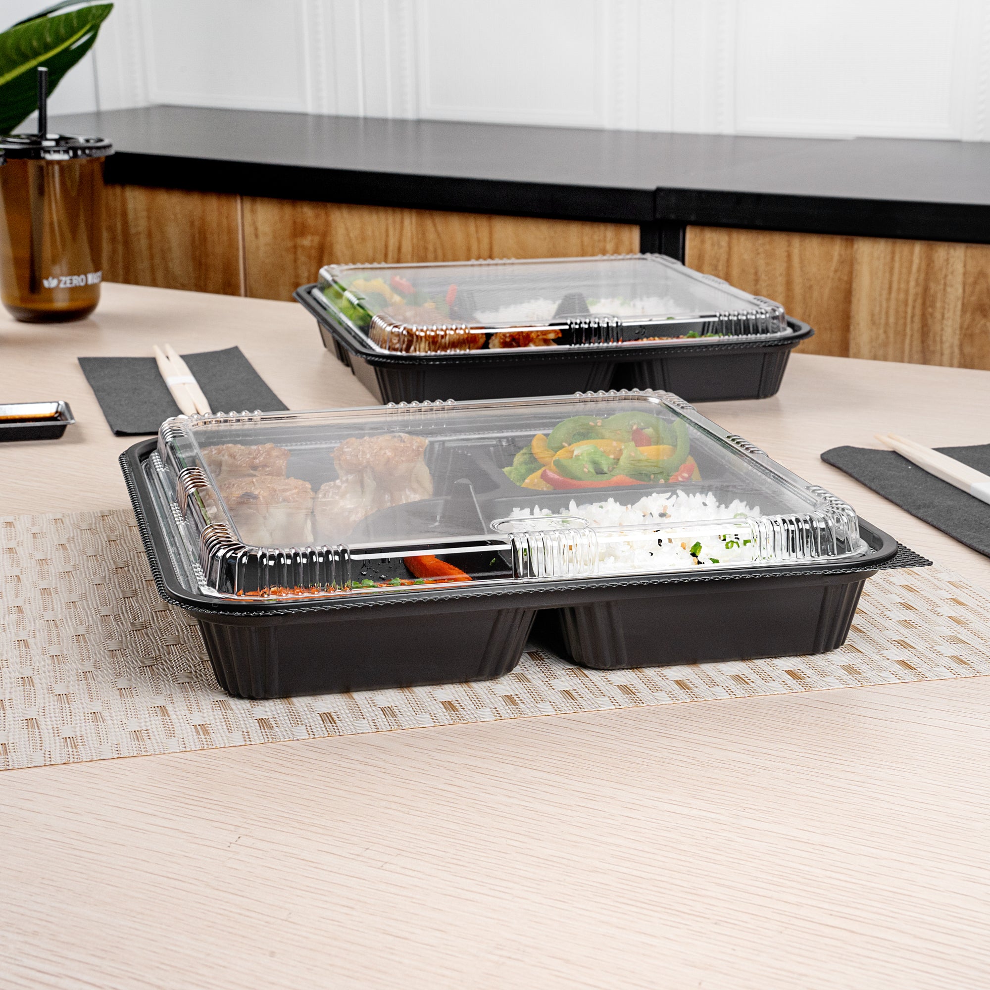 Bento Tek Square Clear Plastic Lids - 100 Pack for 40 oz Bento Boxes | Durable & Stackable Food Storage Covers | Perfect for Meal Prep, Lunches, and Leftovers