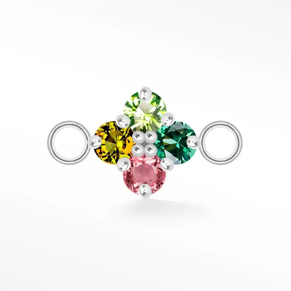 Natural Gemstone Silver Clover Permanent Connectors - Elegant Jewelry for Women, Perfect for Necklaces, Bracelets & DIY Crafting