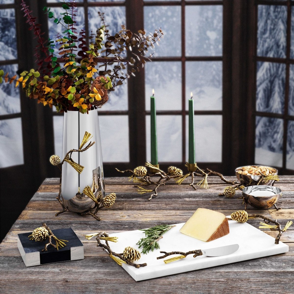 Handcrafted Pine Cone Cheese Board with Knife Set - Perfect for Charcuterie, Wine Nights & Holiday Entertaining