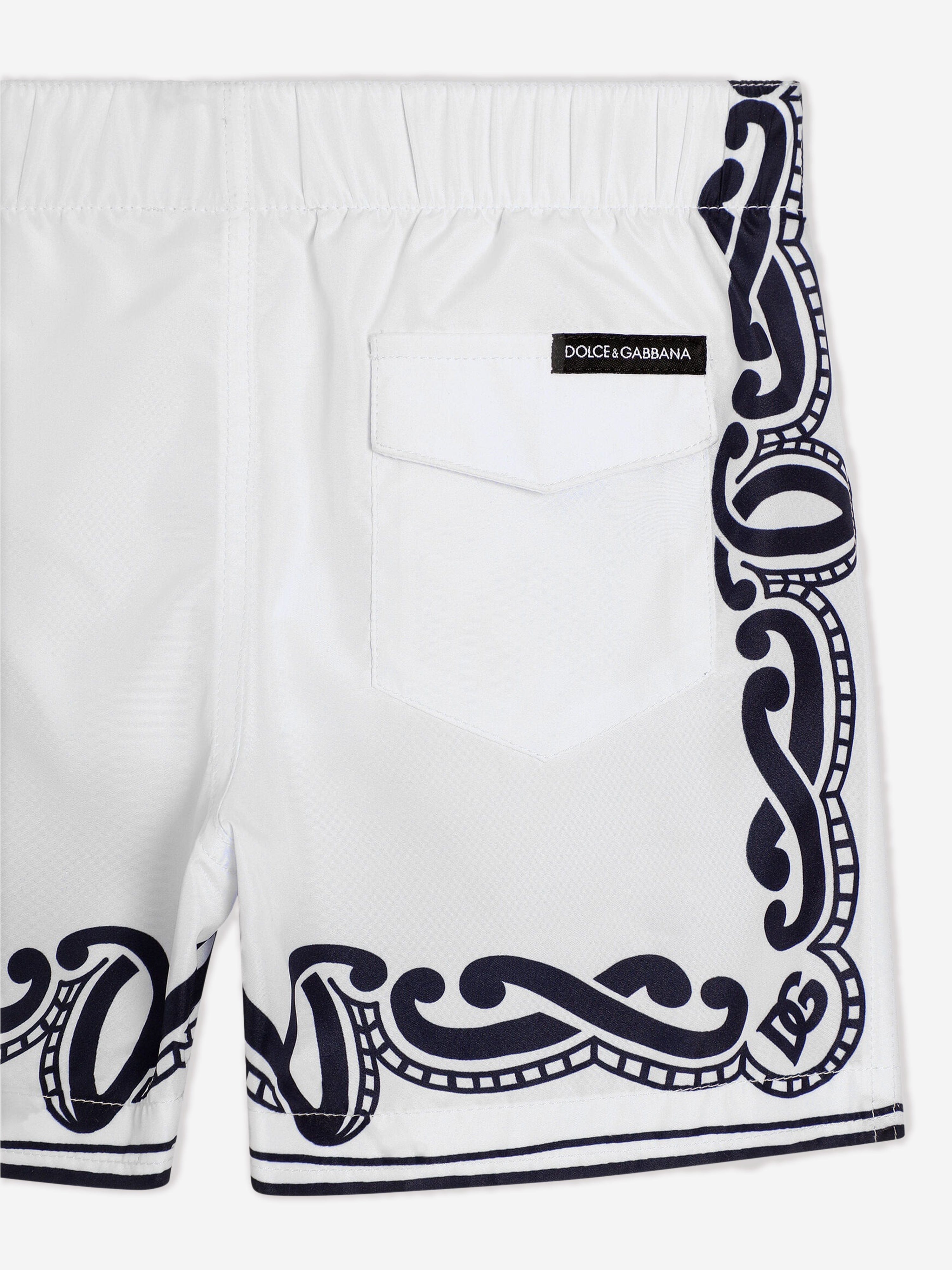 **Baby Boys' Bandana Print Swim Shorts - Quick-Dry White Swim Trunks for Toddler Beach & Pool Fun**