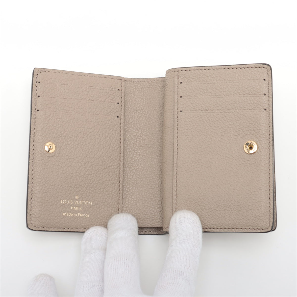 Louis Vuitton Monogram Empreinte Clea Compact Wallet in Tourterelle - Slim RFID Blocking Card Holder for Women | Perfect for Everyday Use, Travel & Gift Giving