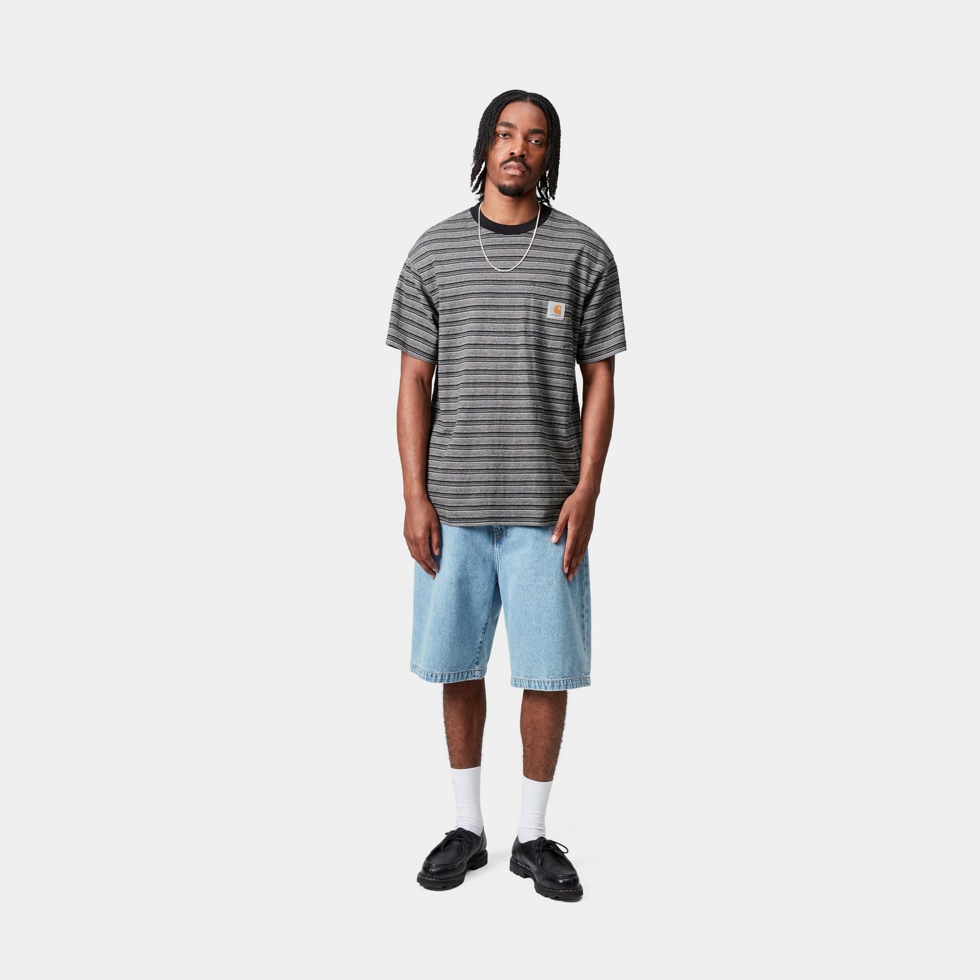 Gellar Stripe Pocket T-Shirt for Men - Soft Cotton Casual Tee with Chest Pocket | Black | Perfect for Everyday Wear, Work & Weekend Outfits