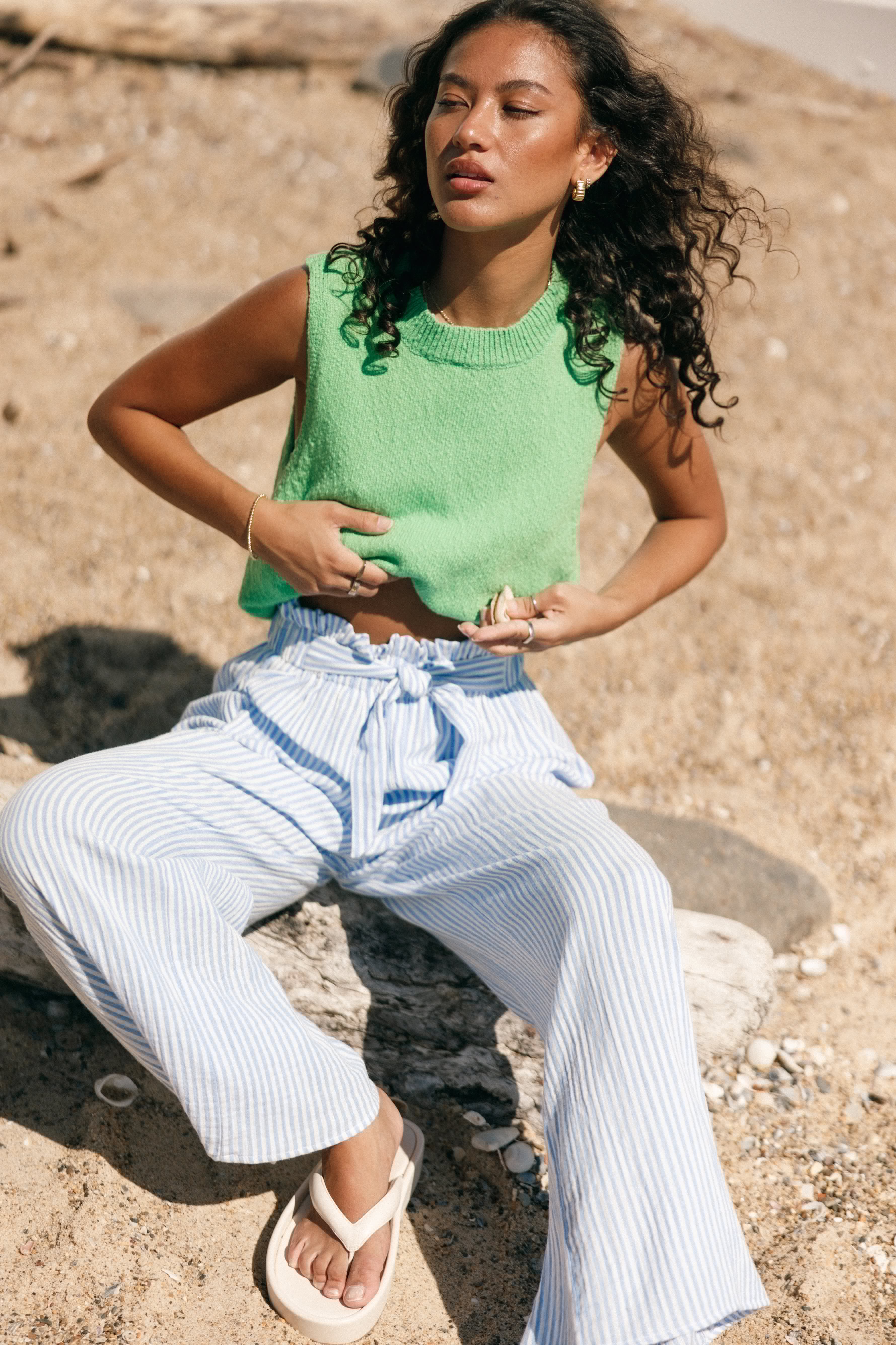 Cece Open Back Top for Women - Trendy Green Summer Blouse, Casual & Party Wear, Perfect for Dates, Vacations, and Night Out