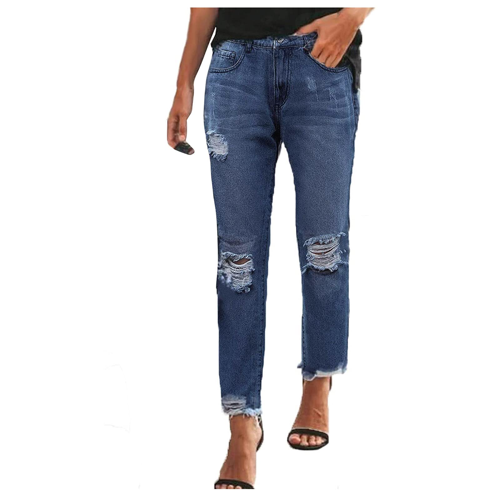 Best Women's Skinny Leg Jeans - Raw Hem, Relaxed Fit, Ripped & Distressed Stretch Jeggings for Casual Wear & Everyday Comfort