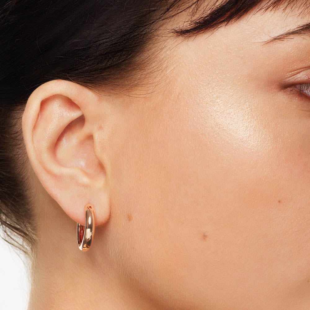 Rose Gold Midi Curve Hoop Earrings for Women - Trendy Dainty Everyday Jewelry - Perfect for Office, Date Night & Special Occasions