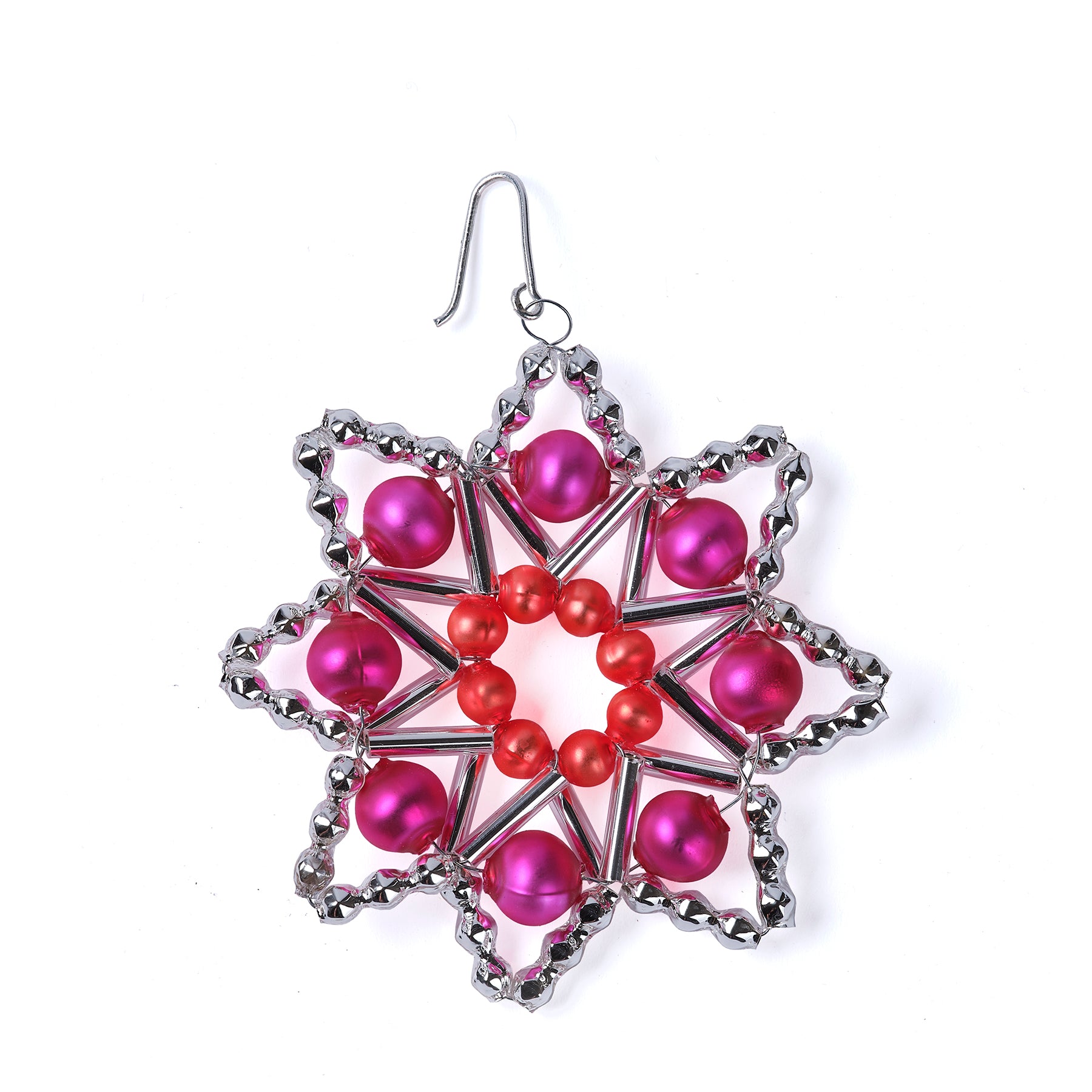 Silver Pink Orange Star Ornament - Elegant Holiday Decor for Christmas Tree, Home, Party & Gift Giving