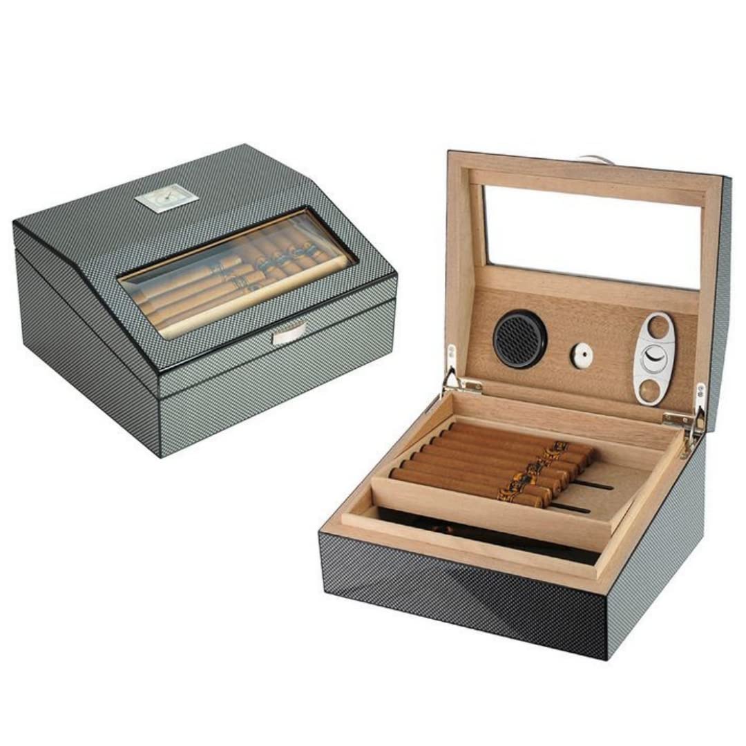 Premium Wood Lined Cigar Cabinet Humidor - Airtight Cigar Storage Case with Hygrometer | Ideal for Cigar Aficionados & Best Man Gifts | Perfect for Home Bars, Office Use & Special Occasions