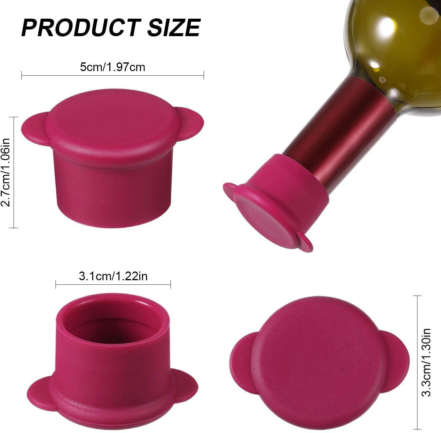 Premium Silicone Wine Stoppers - 5-Pack Reusable, Unbreakable Wine Bottle Sealer Covers with Air-Tight Seal - Keep Wine Fresh for Days - Perfect for Parties, Gifts & Home Bars