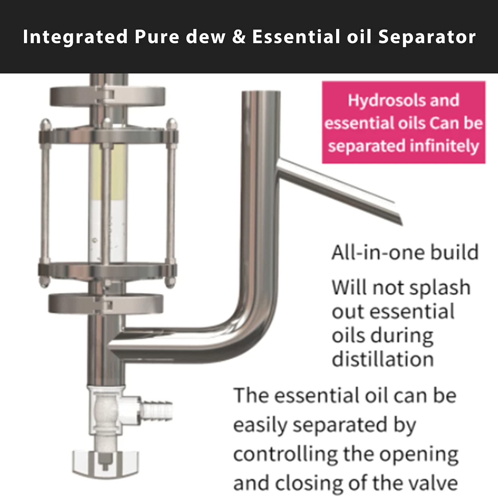 6.6-13.2Gal Essential Oil Distiller - Copper Hydrolat Extractor for Aromatherapy & Spa