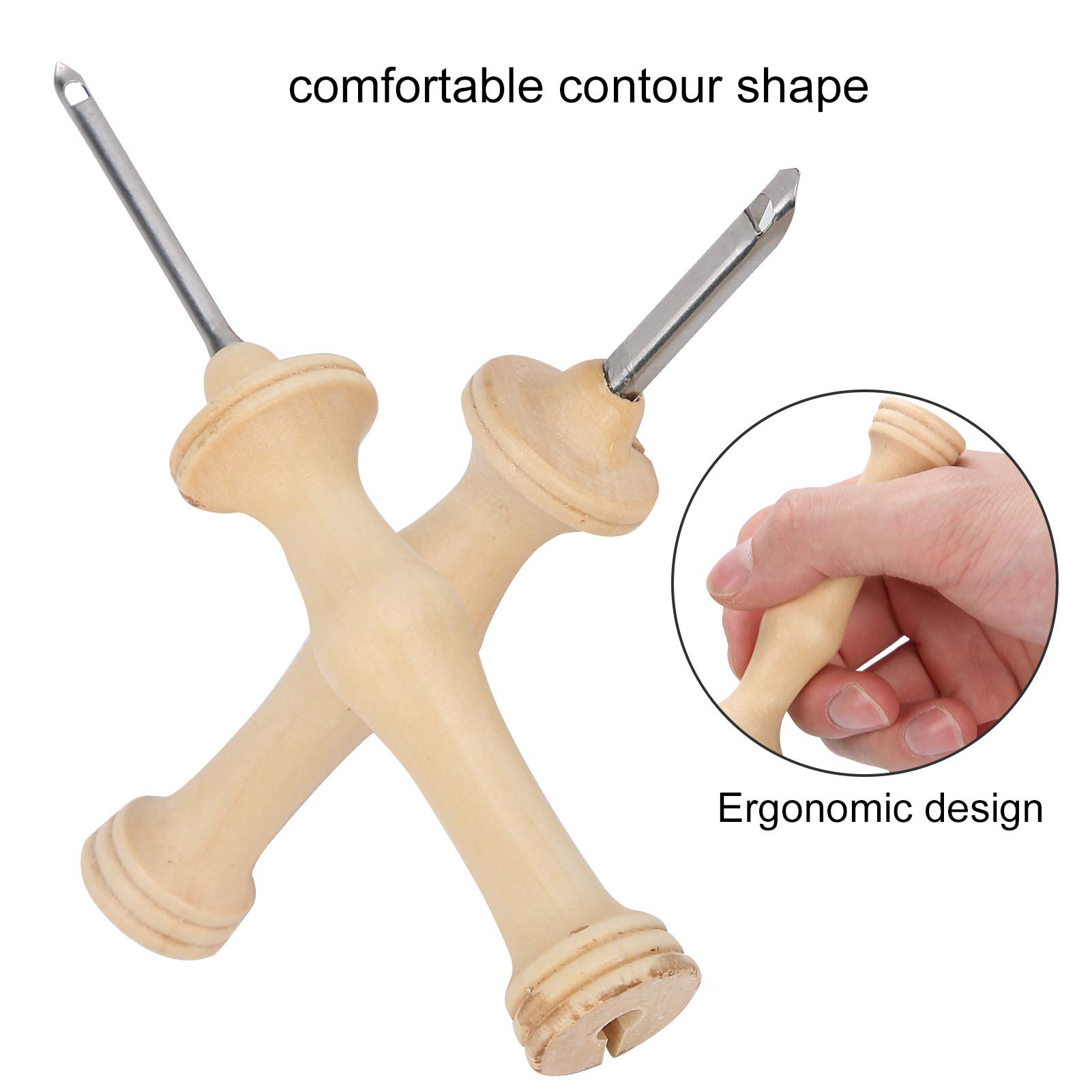 2pcs Punch Needle Embroidery Kits with Wooden Handle - DIY Embroidery Tools for Beginners, Punch Needle Pens & Weaving Supplies - Perfect for Home Decor, Wall Art & Craft Projects