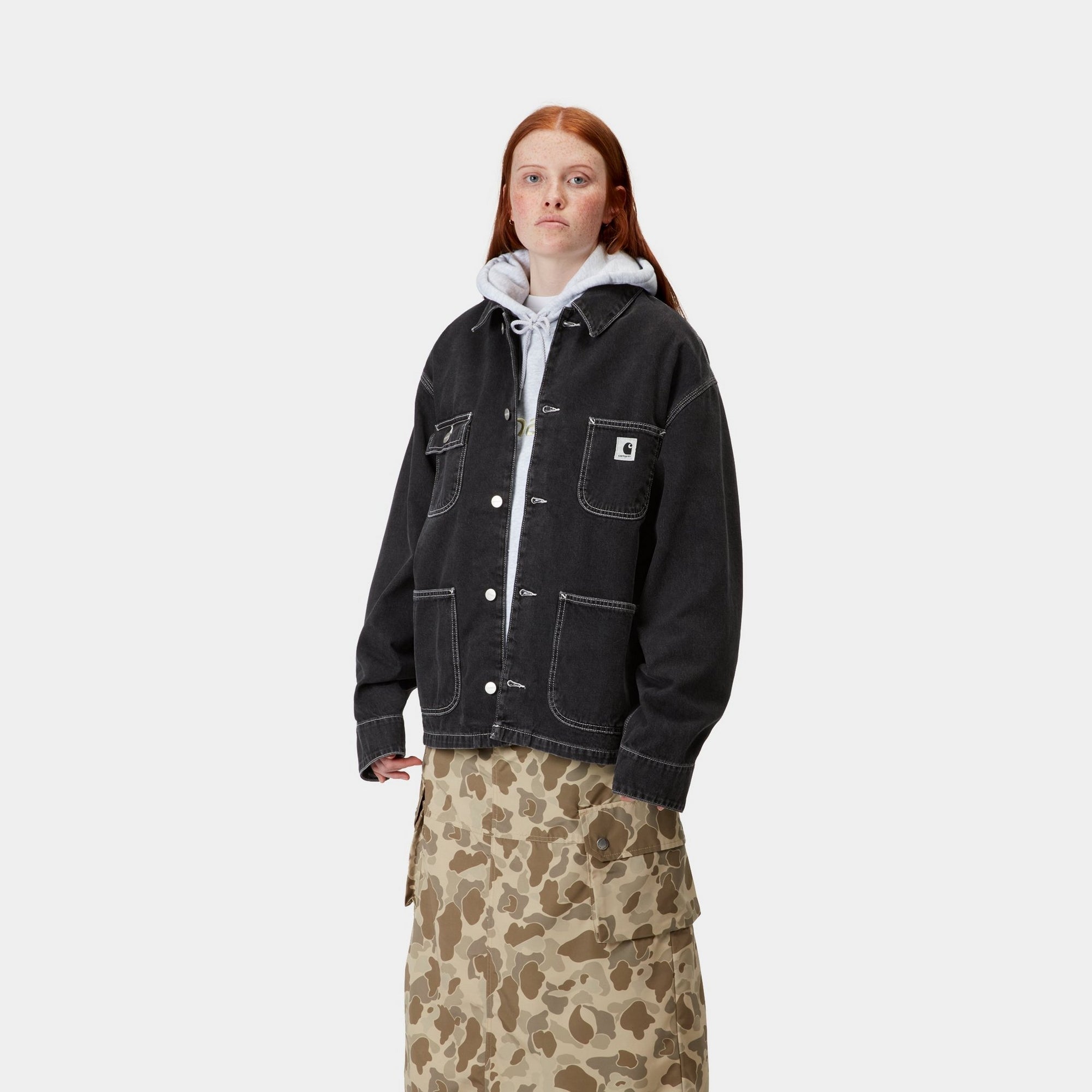 Women's OG Michigan Denim Coat - Spring Jacket in Black (Stone Washed) | Casual Outerwear for Everyday Wear & Outdoor Activities