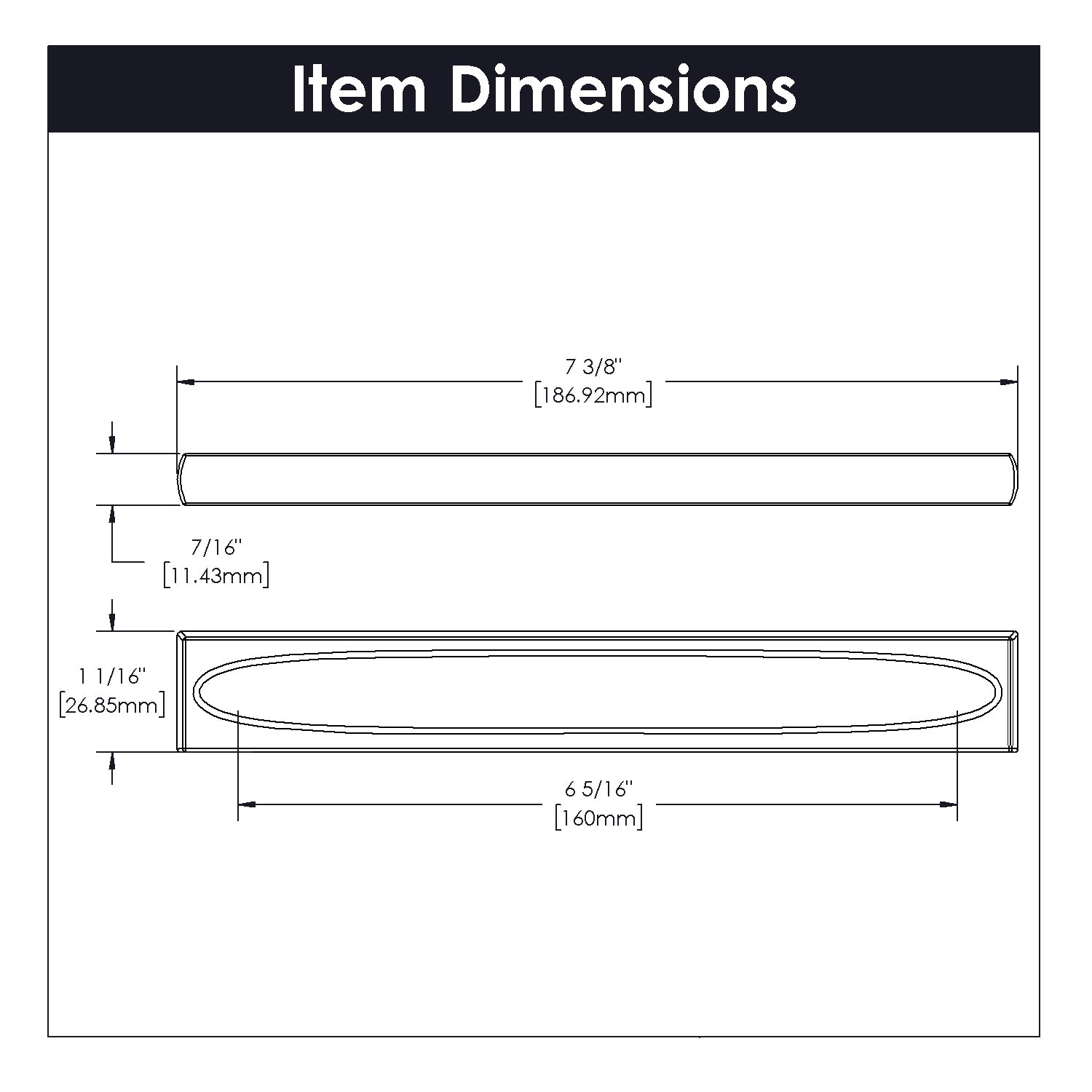 6 5/16 Inch (160mm) Center to Center Chrome Finish Ingot Pull - Heavy Duty Metal Handle for Foundry, Blacksmithing & Jewelry Making Tools
