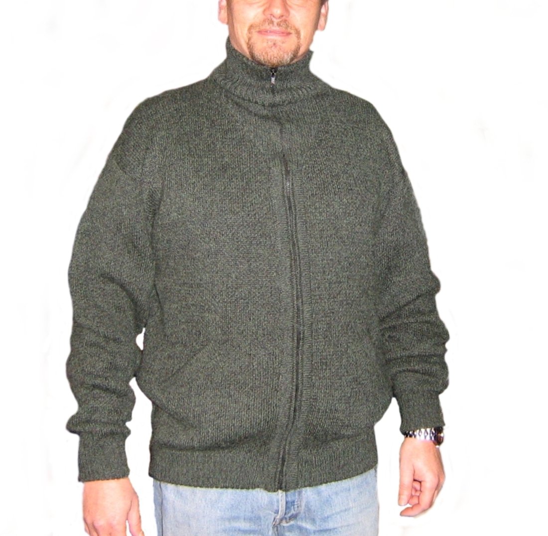 Men's Thick Turtleneck Long Sleeve Alpaca Wool Cardigan Sweater - Green, Large Size | Warm Winter Pullover for Office, Casual Outfits & Holiday Gatherings