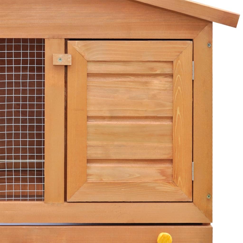 Premium Wooden Rabbit Hutch for Outdoor Use - 3-Door Small Animal House & Pet Cage - Perfect for Rabbits, Guinea Pigs & Backyard Pets