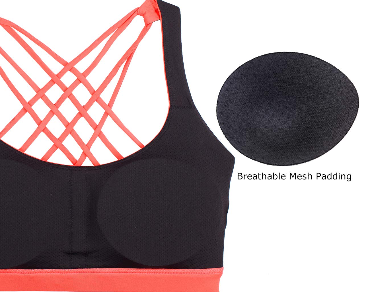 ICY ZONE Women's Sports Bras - Padded Workout Yoga Tops with Strappy Design | High Support Activewear for Running, Gym & Fitness Training