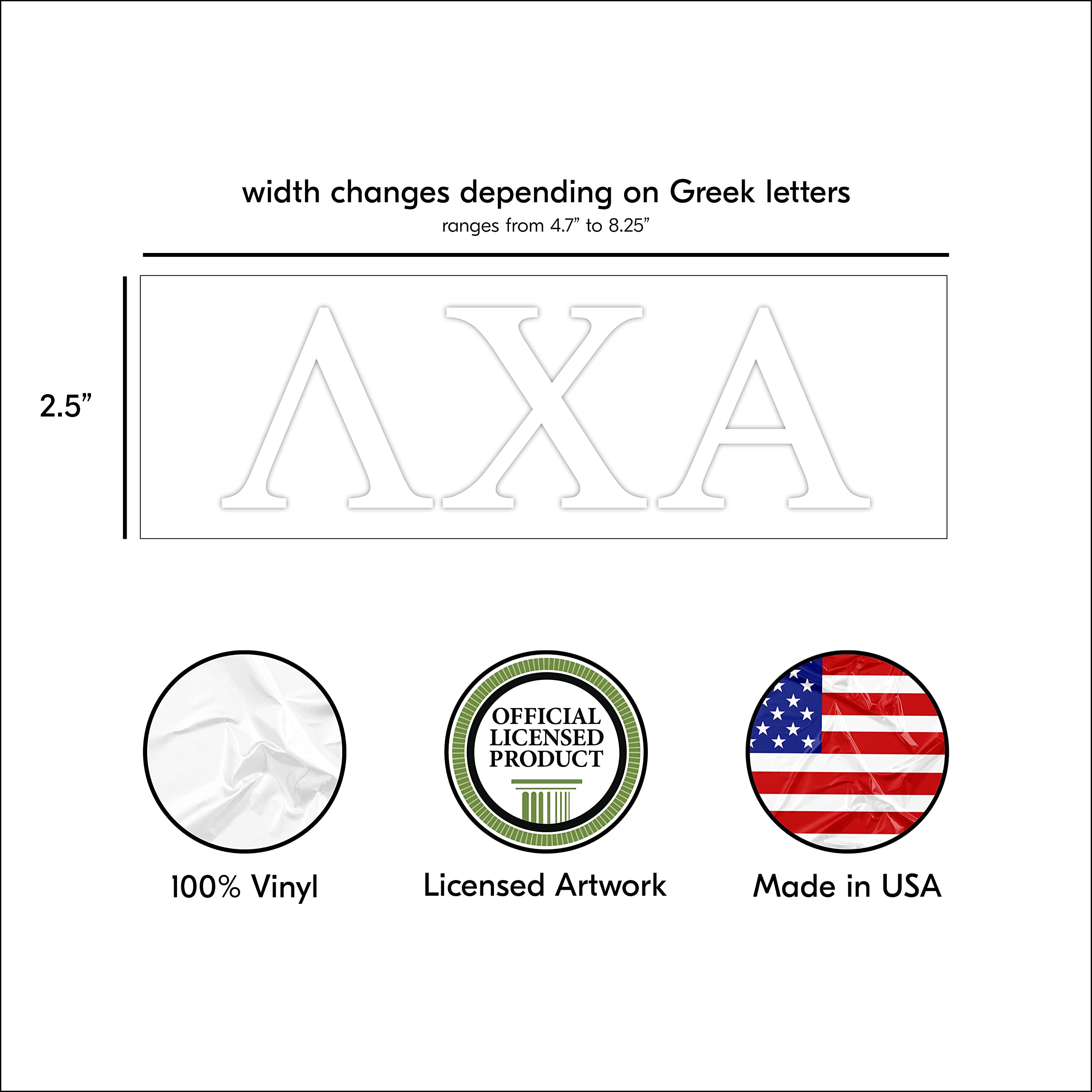 Lambda Chi Alpha Greek Fraternity Vinyl Sticker Decal - 2.5 Inch White College Frat Decorative Sticker for Laptops, Water Bottles & Greek Life Accessories