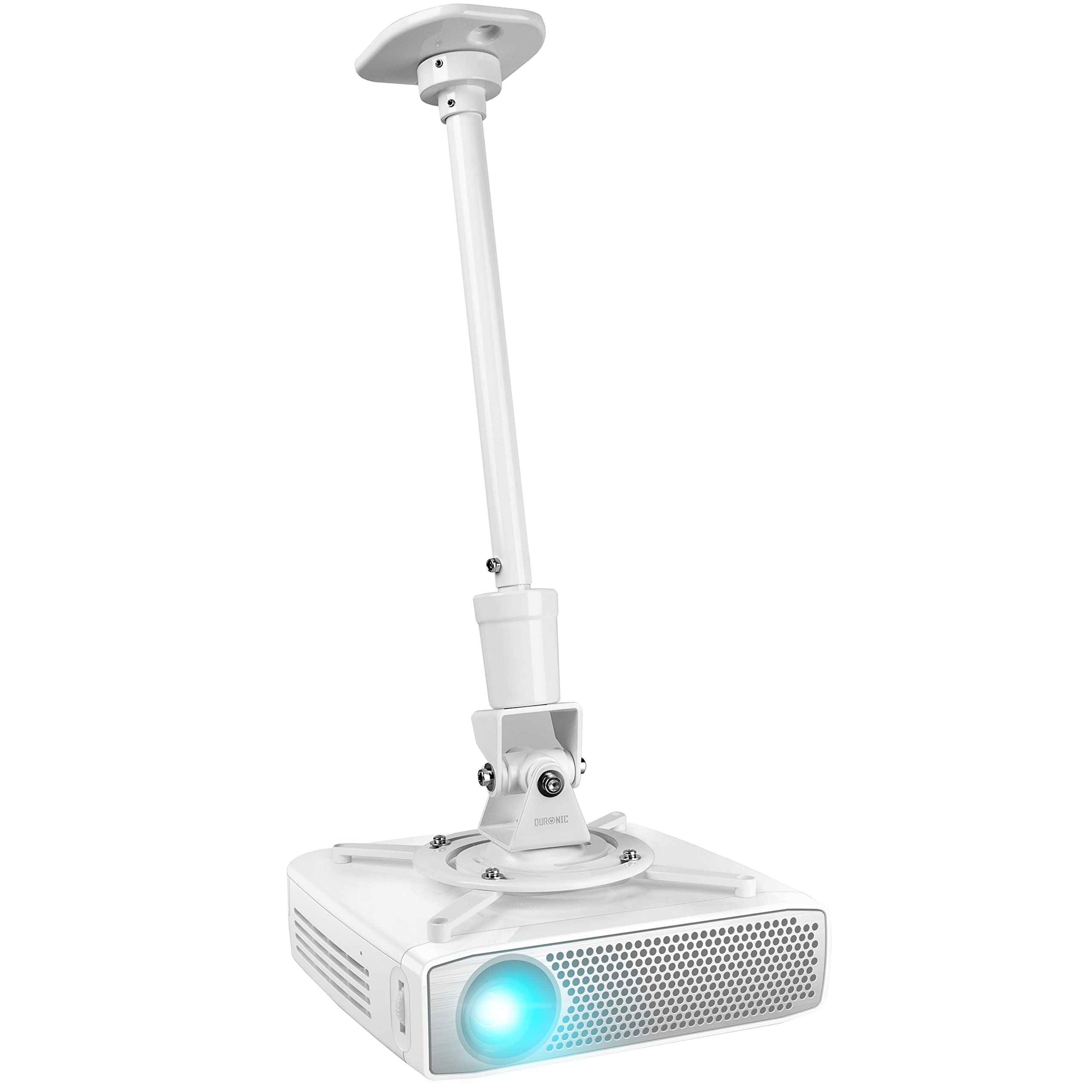 Duronic PB08XL Heavy Duty Ceiling Projector Mount - Universal 10kg Capacity with 360° Rotation, 180° Swivel & Tilt - Includes All Fittings for Easy Installation | Perfect for Home Theater, Classrooms & Office Presentations