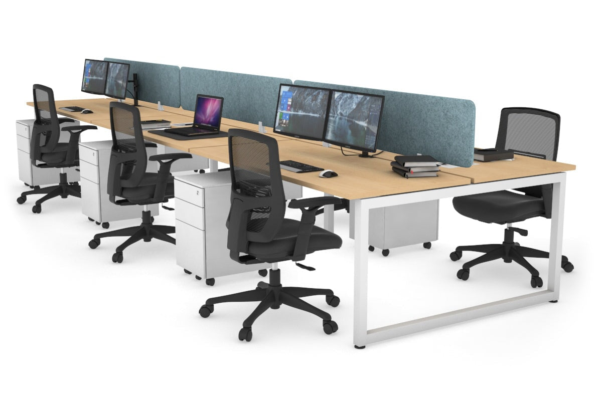 Quadro Loop Legs 6-Person Office Workstation Desk [1600L x 700W] - Perfect for Collaborative Workspaces & Open Office Environments