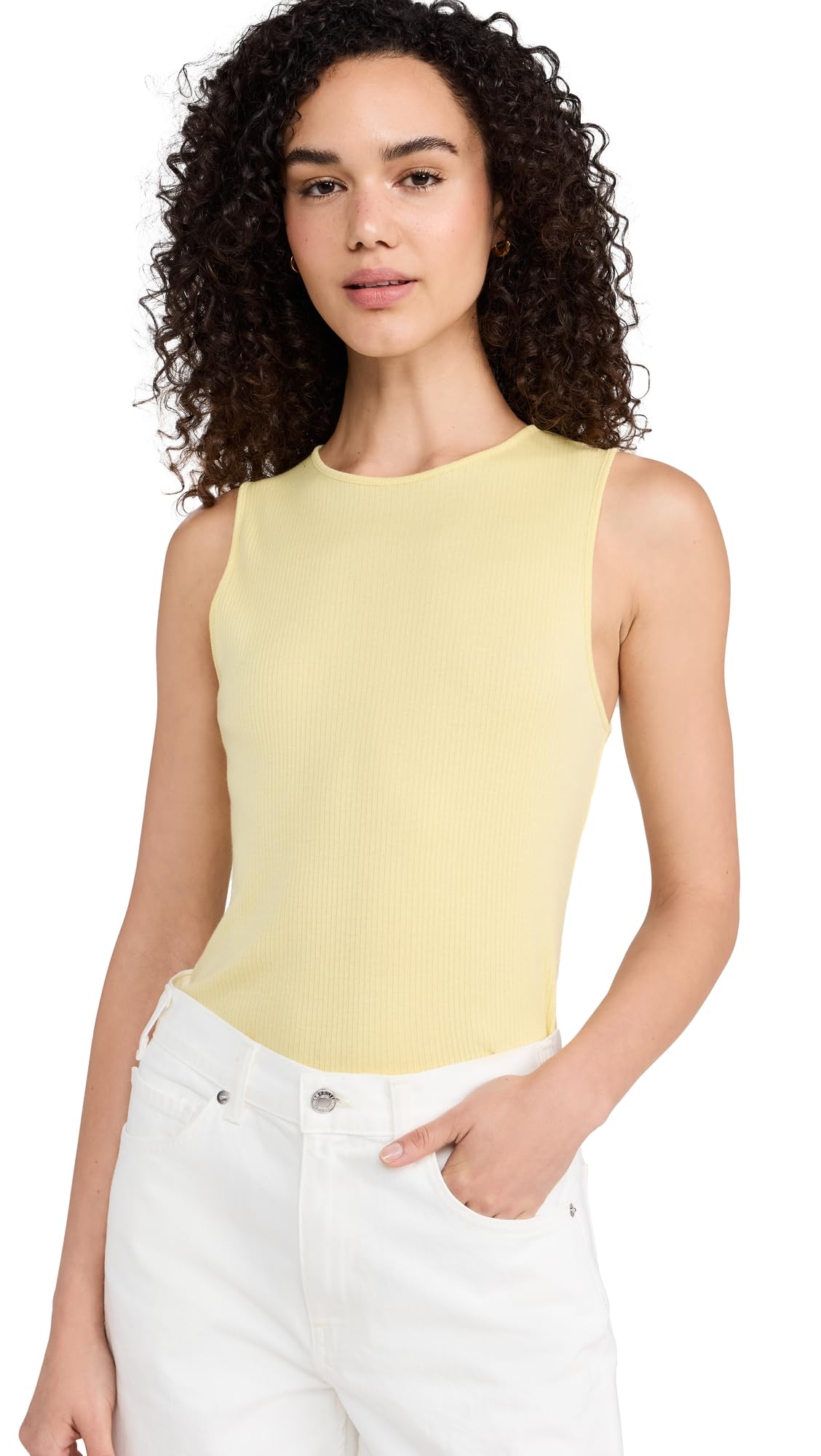 Vince Women's Ribbed Shell Top - Soft Stretch Knit Blouse for Work, Date Night & Casual Outfits | Slim Fit Crewneck Shirt for Office & Everyday Wear