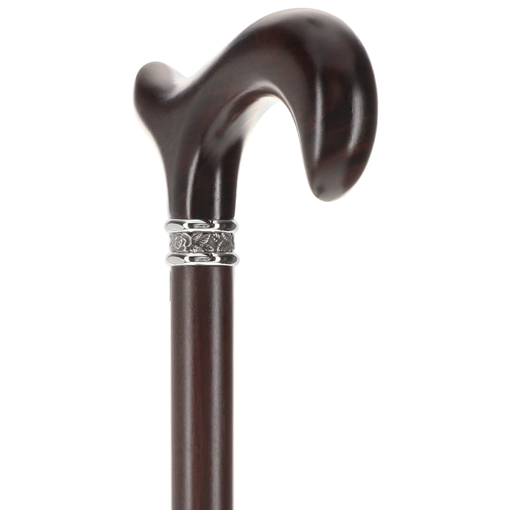 Premium Scratch & Dent Luxury Derby Cane - Genuine Ebony Wood with Pewter Collar V3474 | Elegant Walking Stick for Men & Women, Perfect for Formal Events, Weddings & Daily Support
