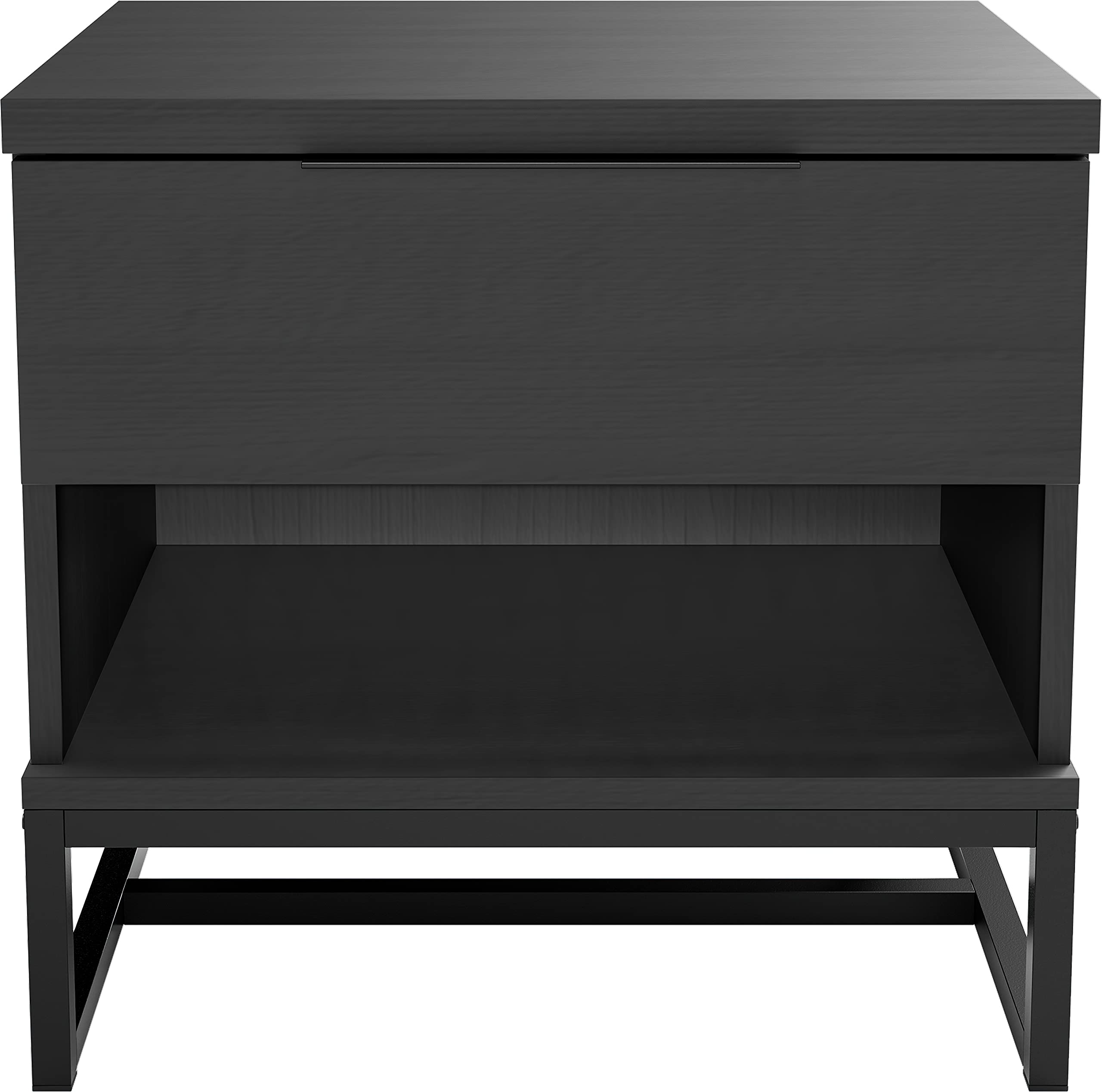 Boyd Sleep Catania One Drawer Nightstand with Open Storage Shelf - Modern Bedside Table for Bedroom, Black | Perfect for Small Spaces, Apartment Living & Home Organization
