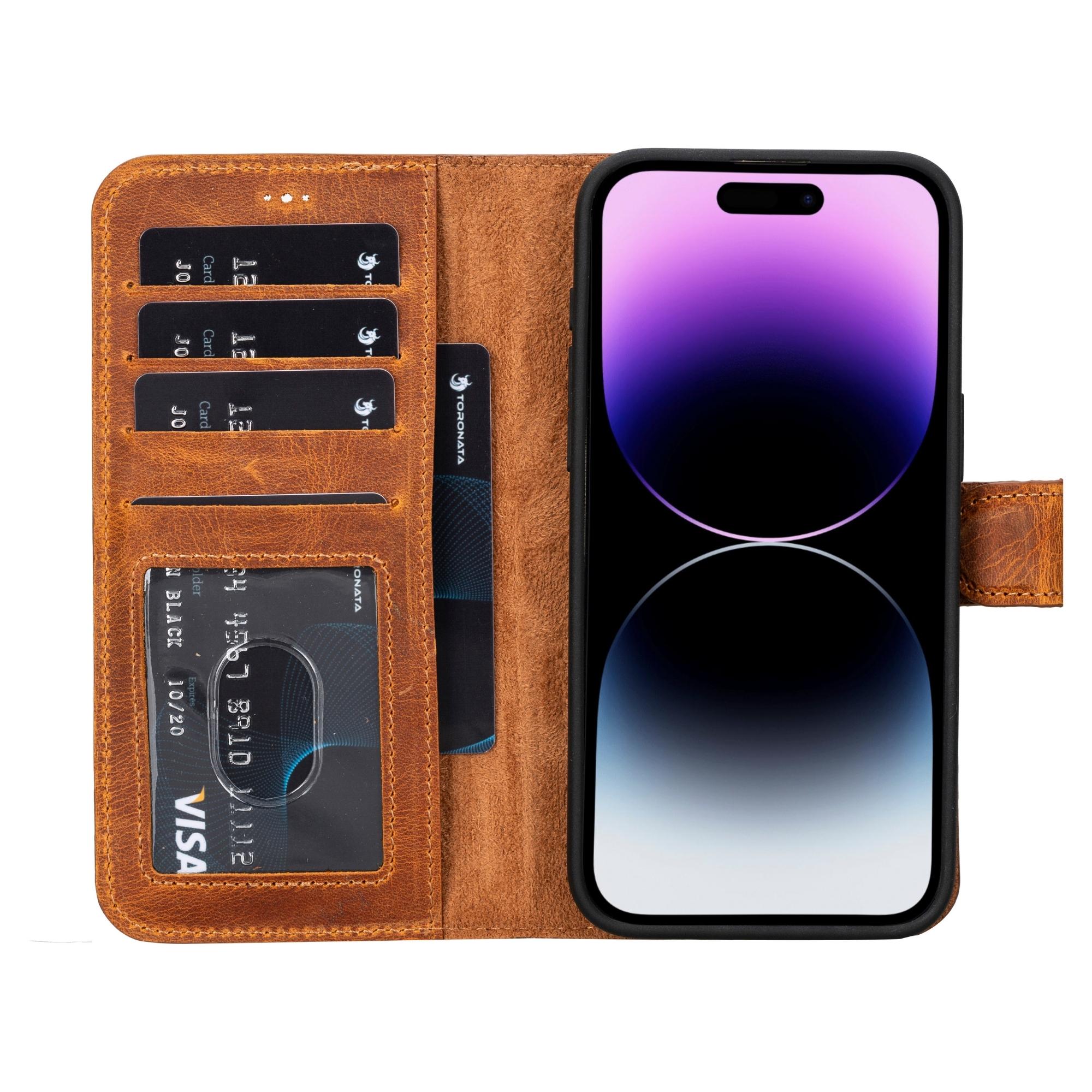 Casper Detachable Leather Wallet Case for iPhone 14/14 Pro/14 Pro Max - Slim Protective Phone Cover with Card Holder (Perfect for Travel, Work & Everyday Use)