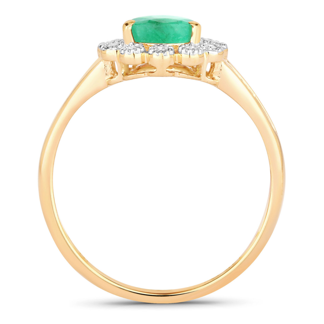 Genuine Zambian Emerald Diamond Halo Ring - 14K Gold Engagement Ring for Women, Wedding Band, Anniversary Gift | Perfect for Proposals, Bridal Jewelry & Special Occasions