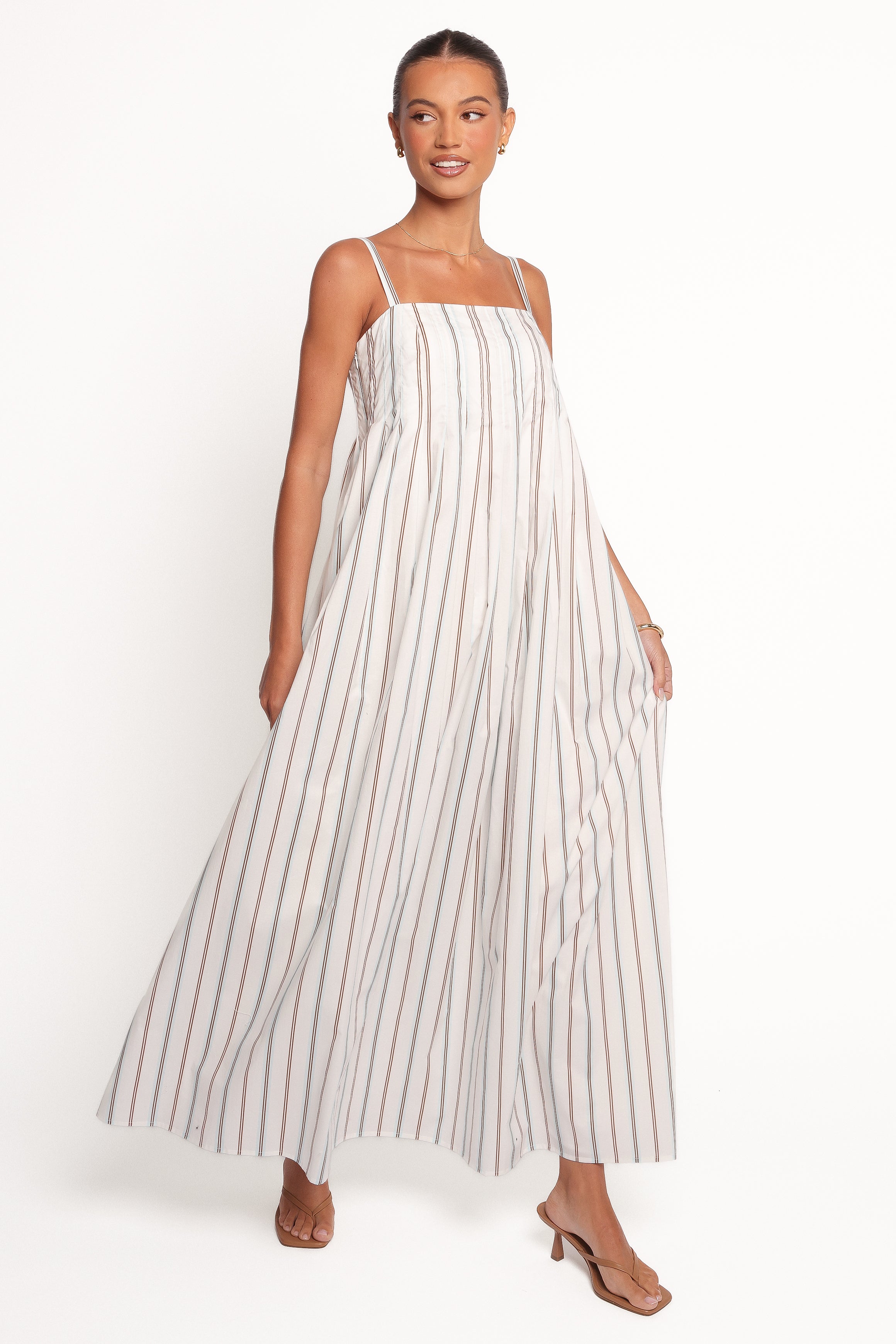 Corfu Midi Dress - Blue Striped Summer Dress for Women | Beach Cover Up, Vacation Outfit, Casual Day Dress