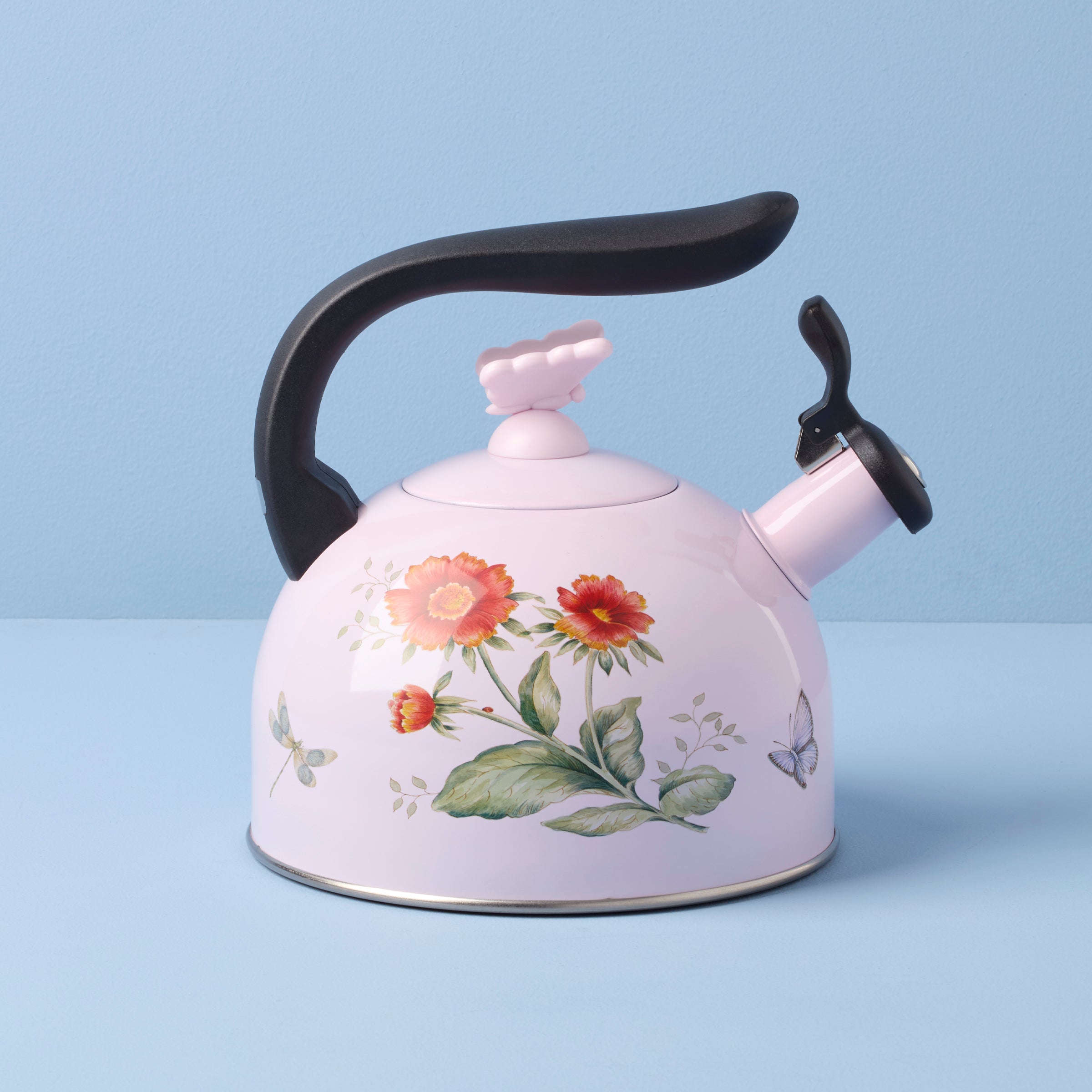 Butterfly Meadow Colorful Tea Kettle - Stainless Steel Stovetop Teapot with Whistle - Perfect for Home, Kitchen & Tea Party Decor