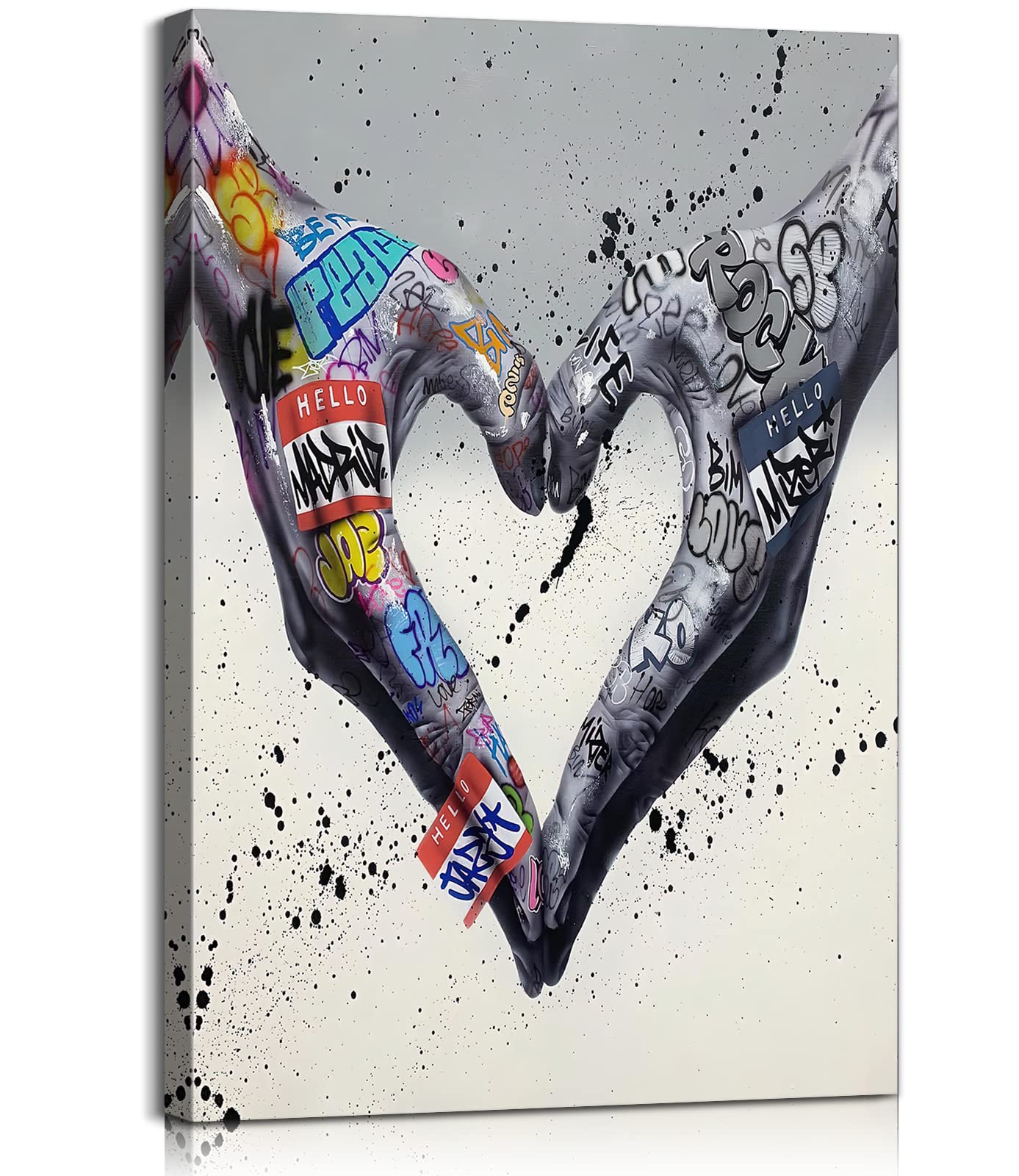 Graffiti Wall Art Heart Canvas - Love Street Art Poster for Home, Bedroom, Living Room & Office Decor (28''Wx40''H) | Urban Wall Decor for Modern Spaces & Gift Giving