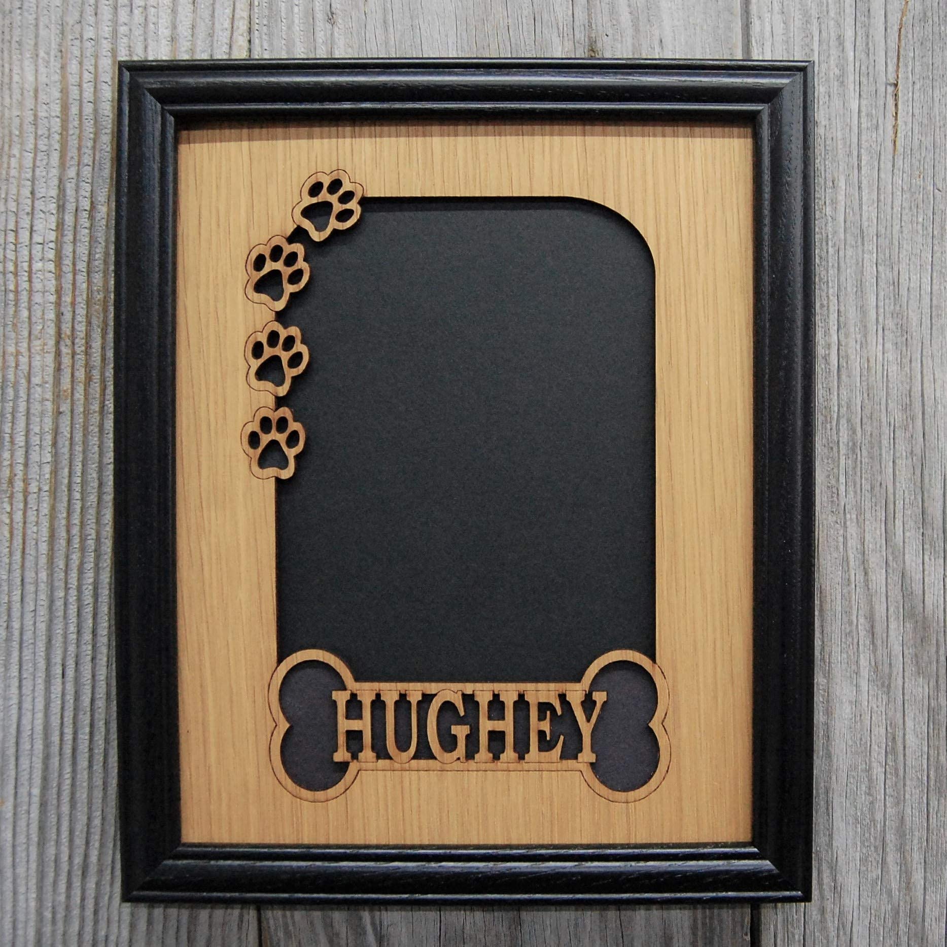 Personalized Dog Bone & Paw Prints Picture Frame - 11x14 Inch Black Wooden Photo Frame for Pet Lovers - Perfect for Memorial, Birthday Gifts & Home Decor