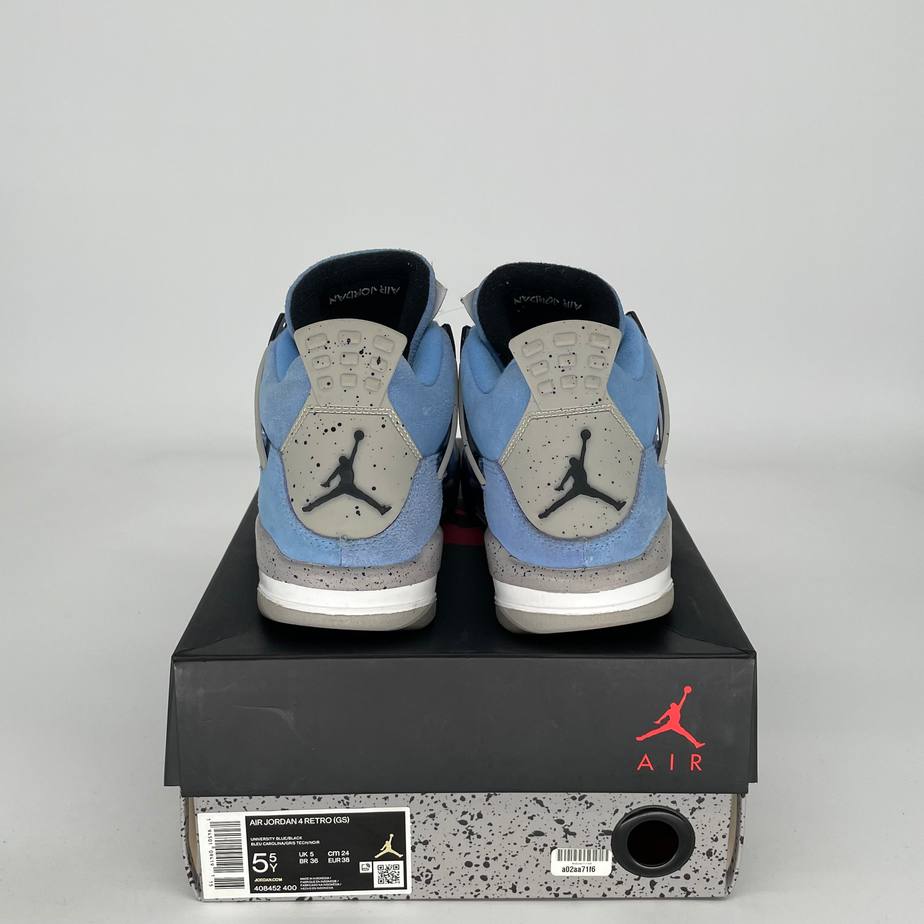 AIR JORDAN 4 UNIVERSITY BLUE Sneakers - Men's Size 5.5Y (408452-400) - Retro Basketball Shoes for Casual Wear & Street Style
